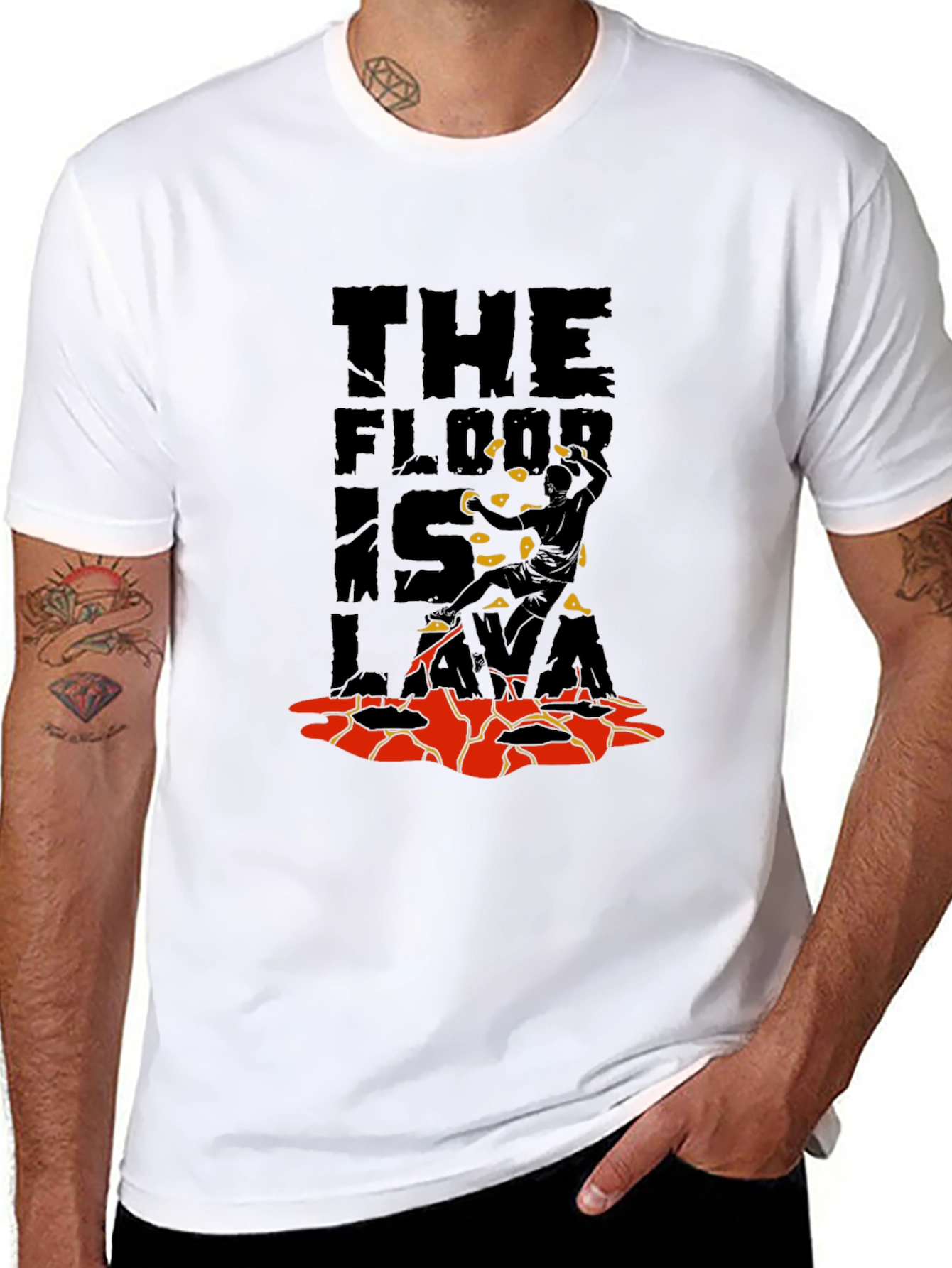 Black The Floor is Lava Graphic T-Shirt view 8