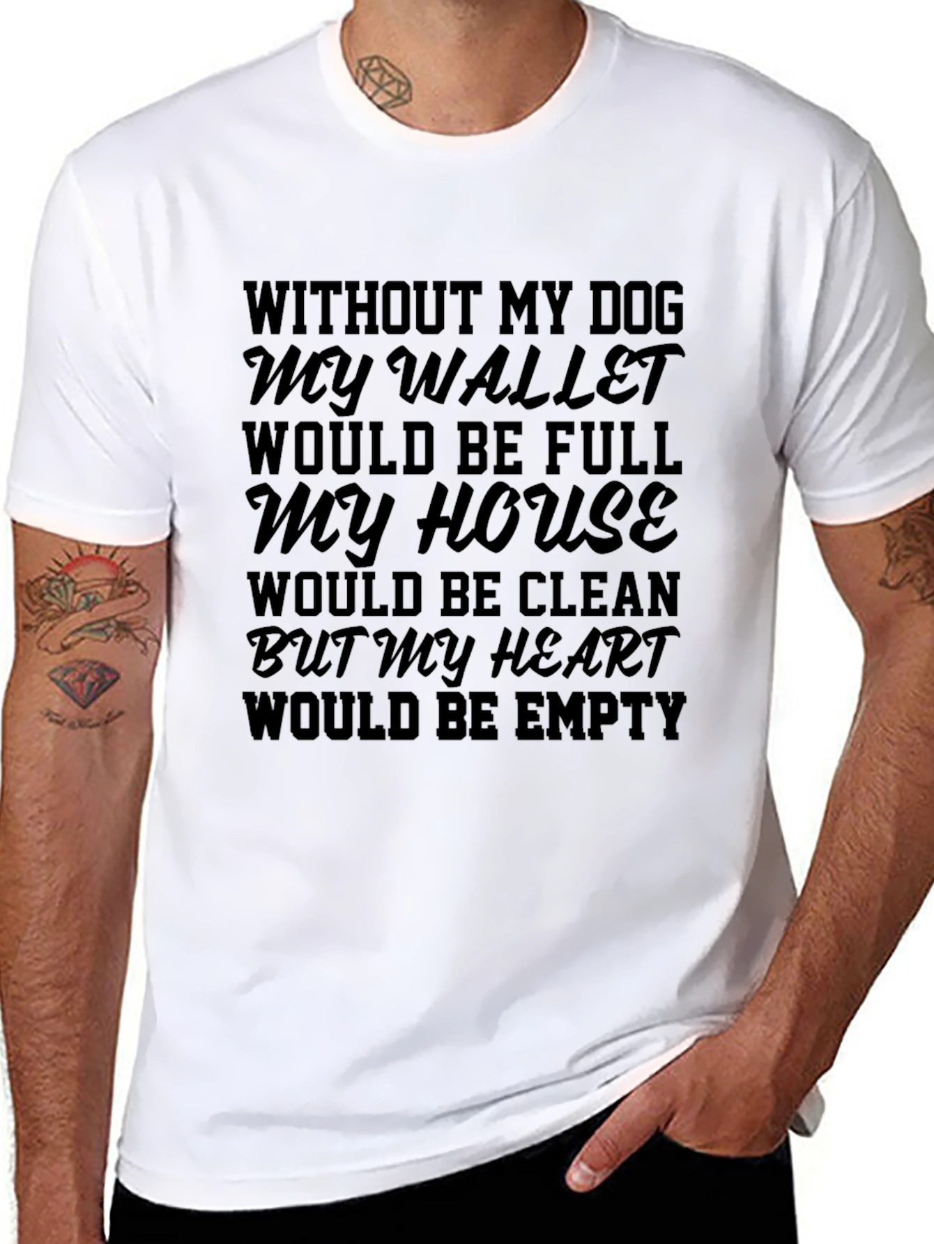 Black Dog Lover T-Shirt: Wallet Full, Heart Empty view 8