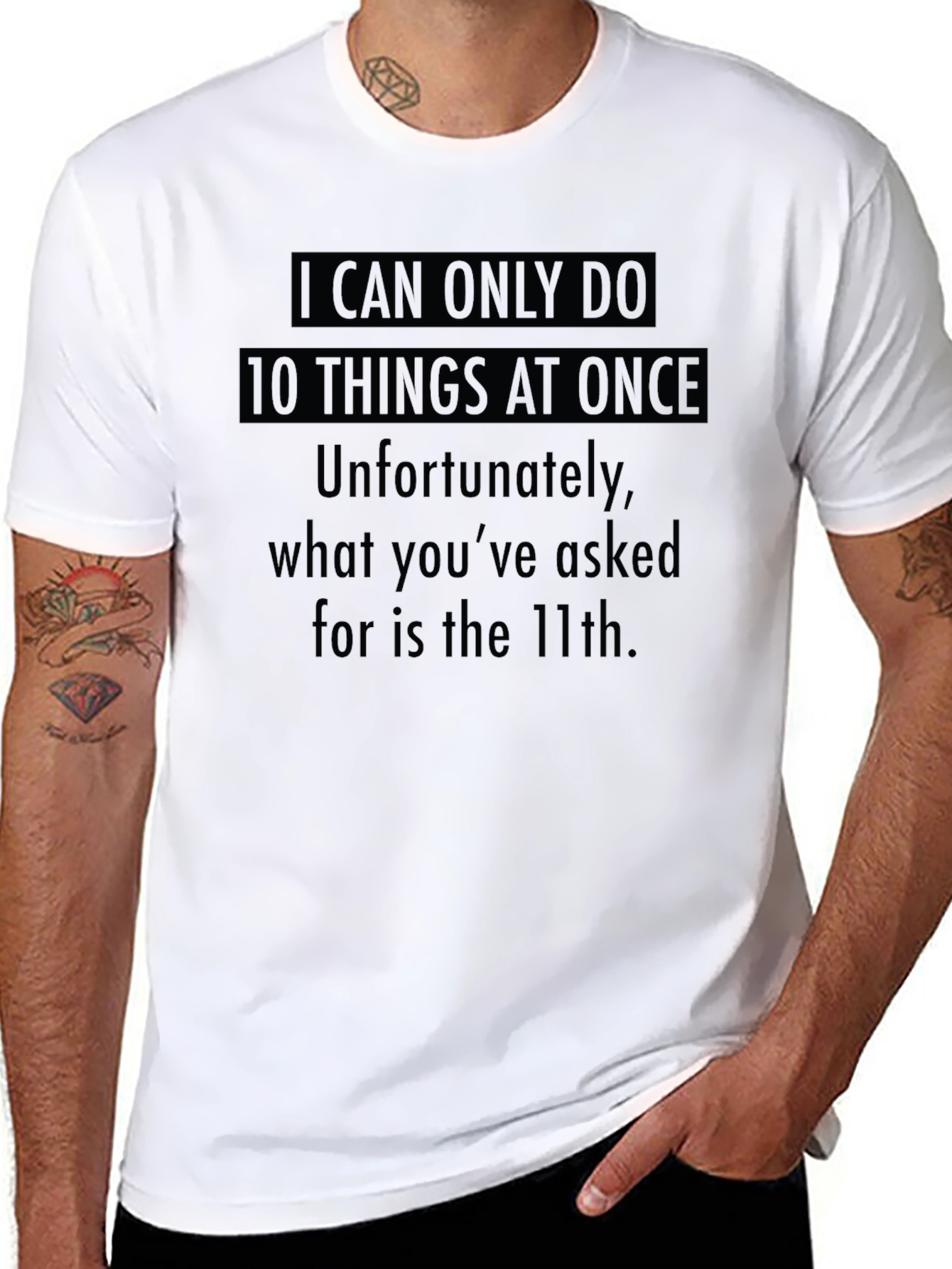 Black Humorous '10 Things At Once' Graphic Tee view 8