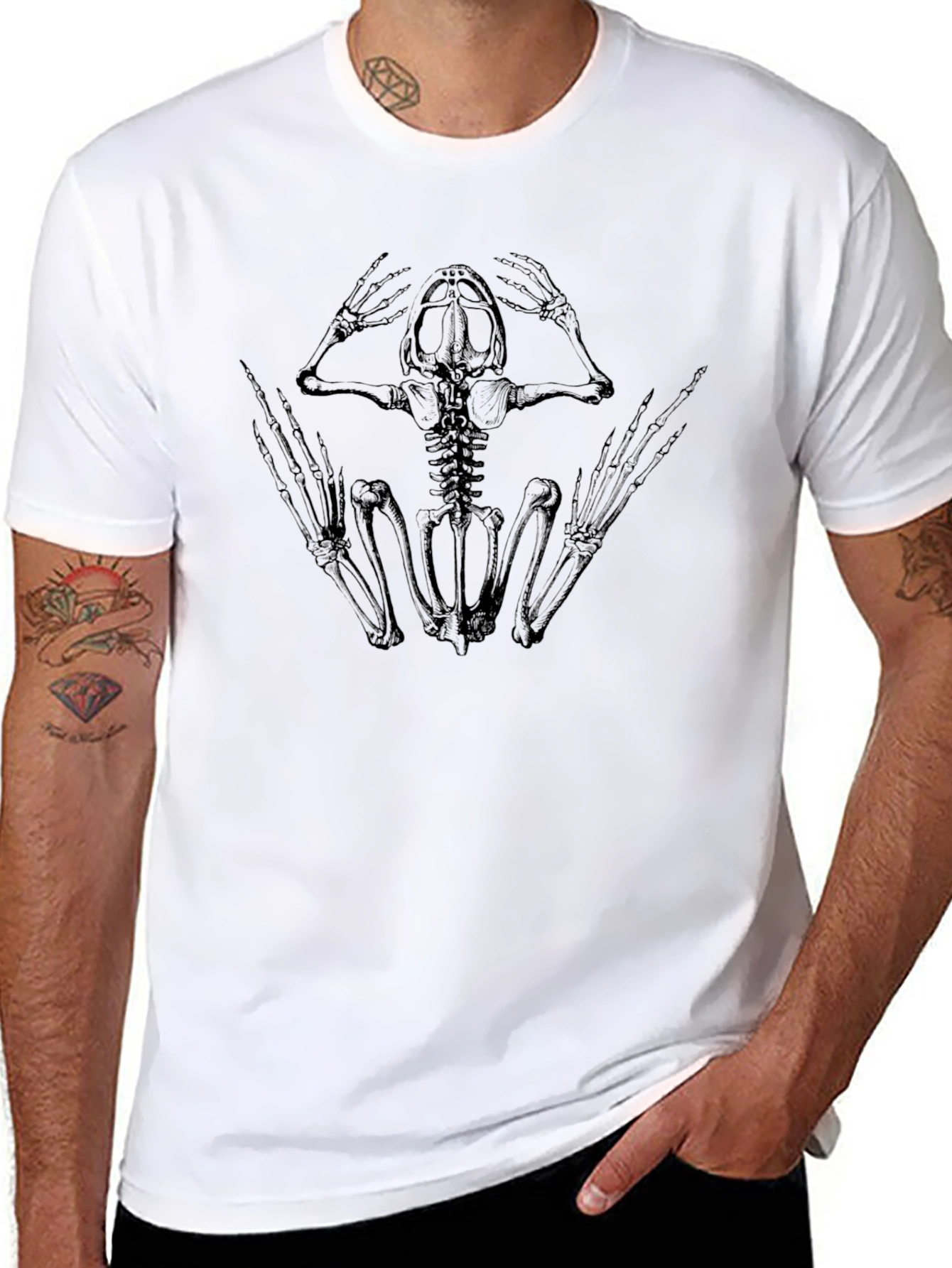 Black Skeleton Frog Graphic Black T-Shirt view 8