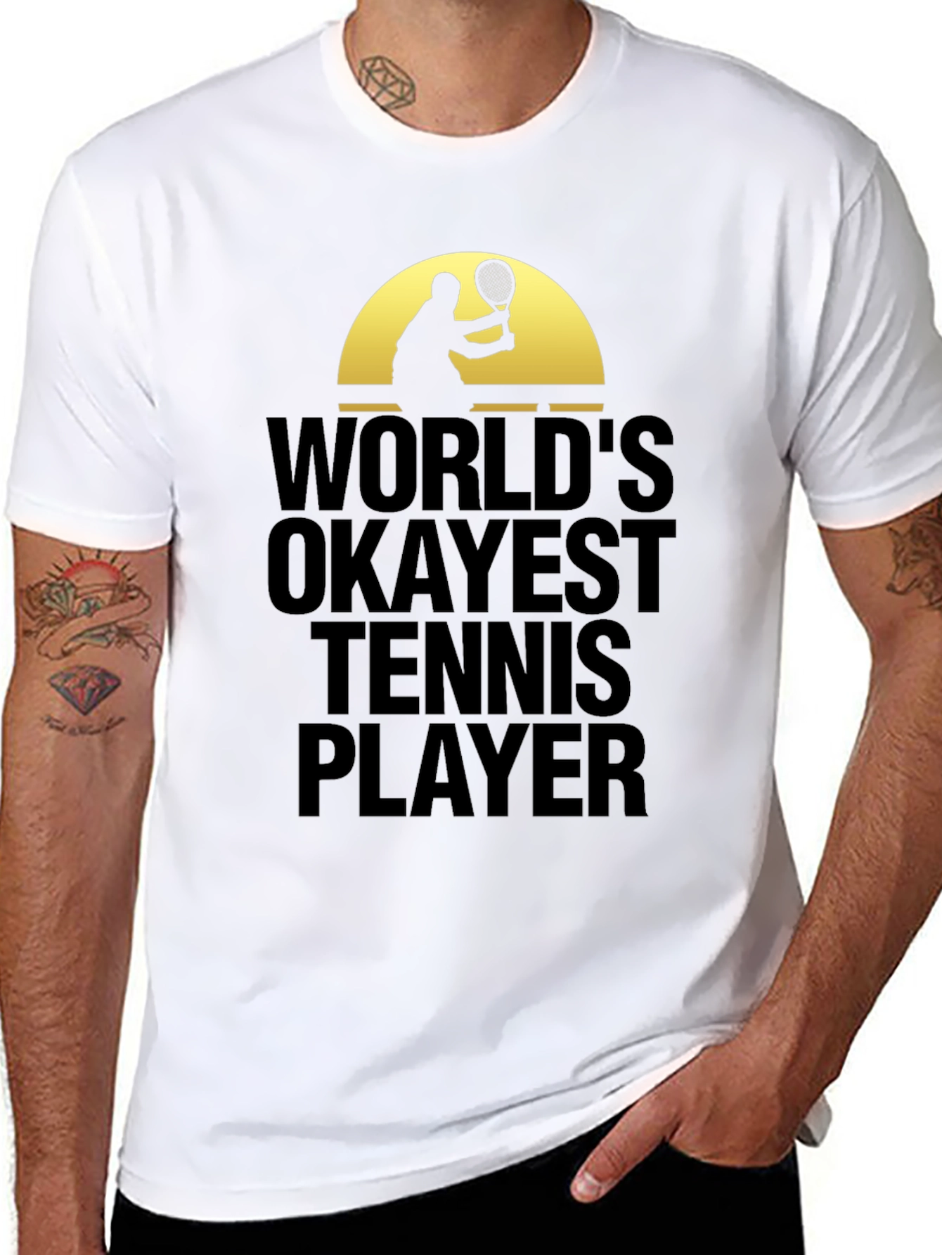 Black World's Okayest Tennis Player Graphic T-Shirt view 8