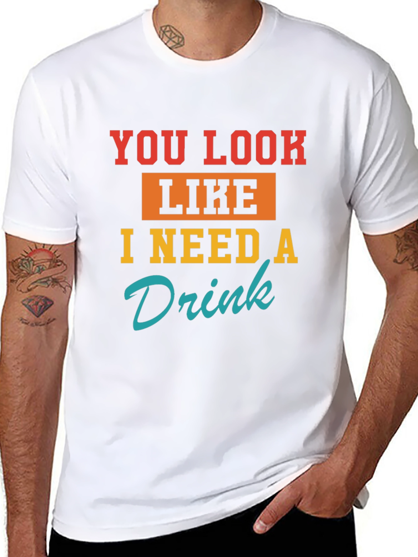 Black Funny You Look Like I Need A Drink Graphic T-Shirt view 8