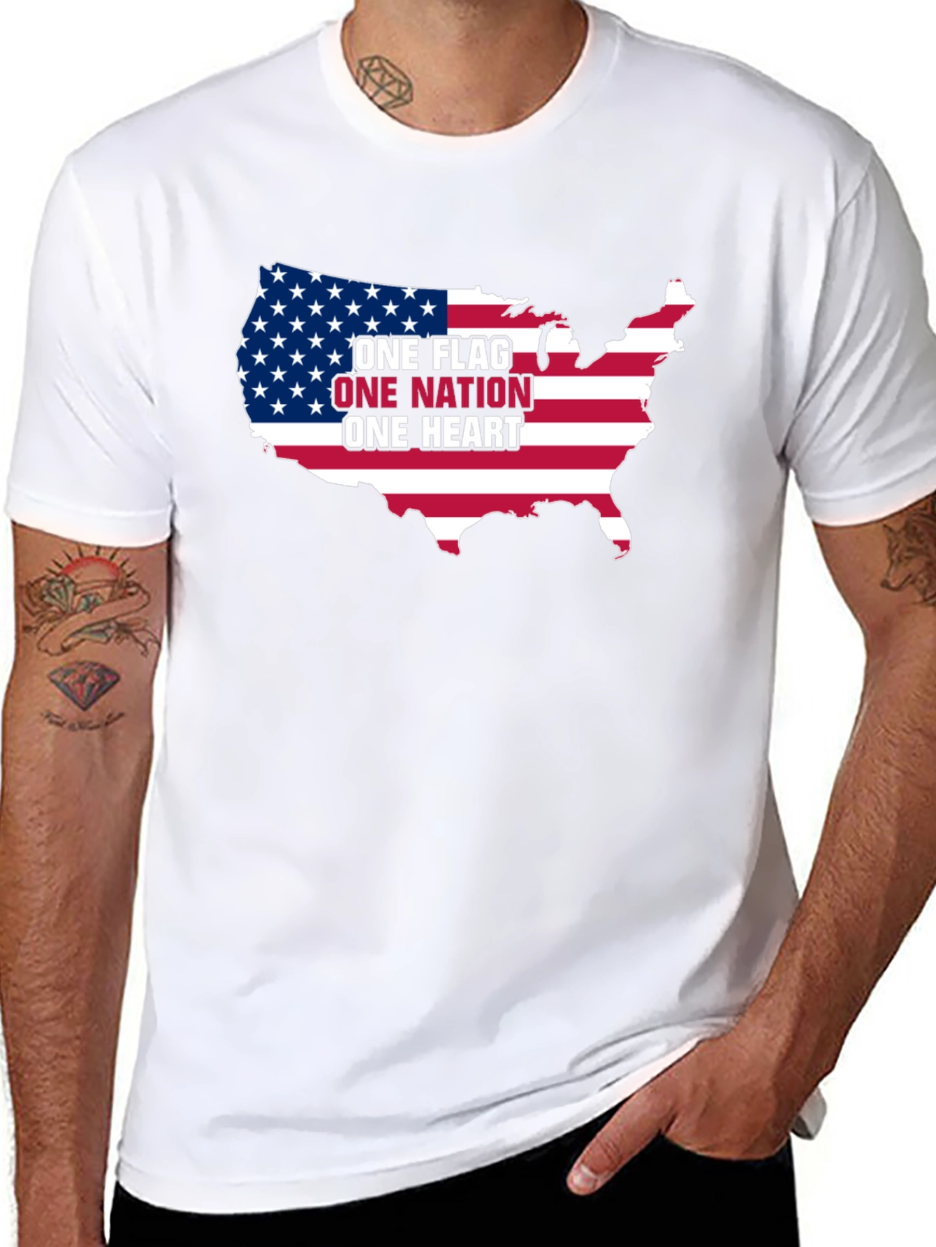 Black One Nation Patriotic T-Shirt view 8