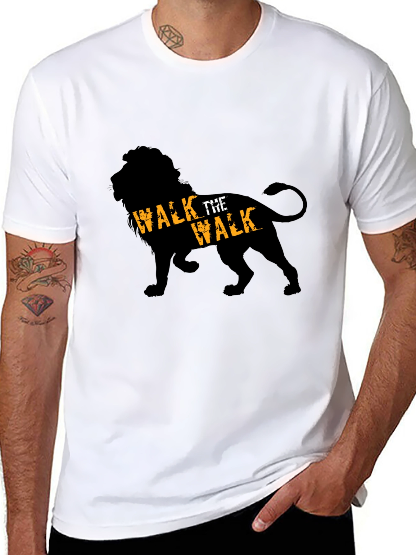 Black Walk The Walk Lion Graphic Tee - Black view 8