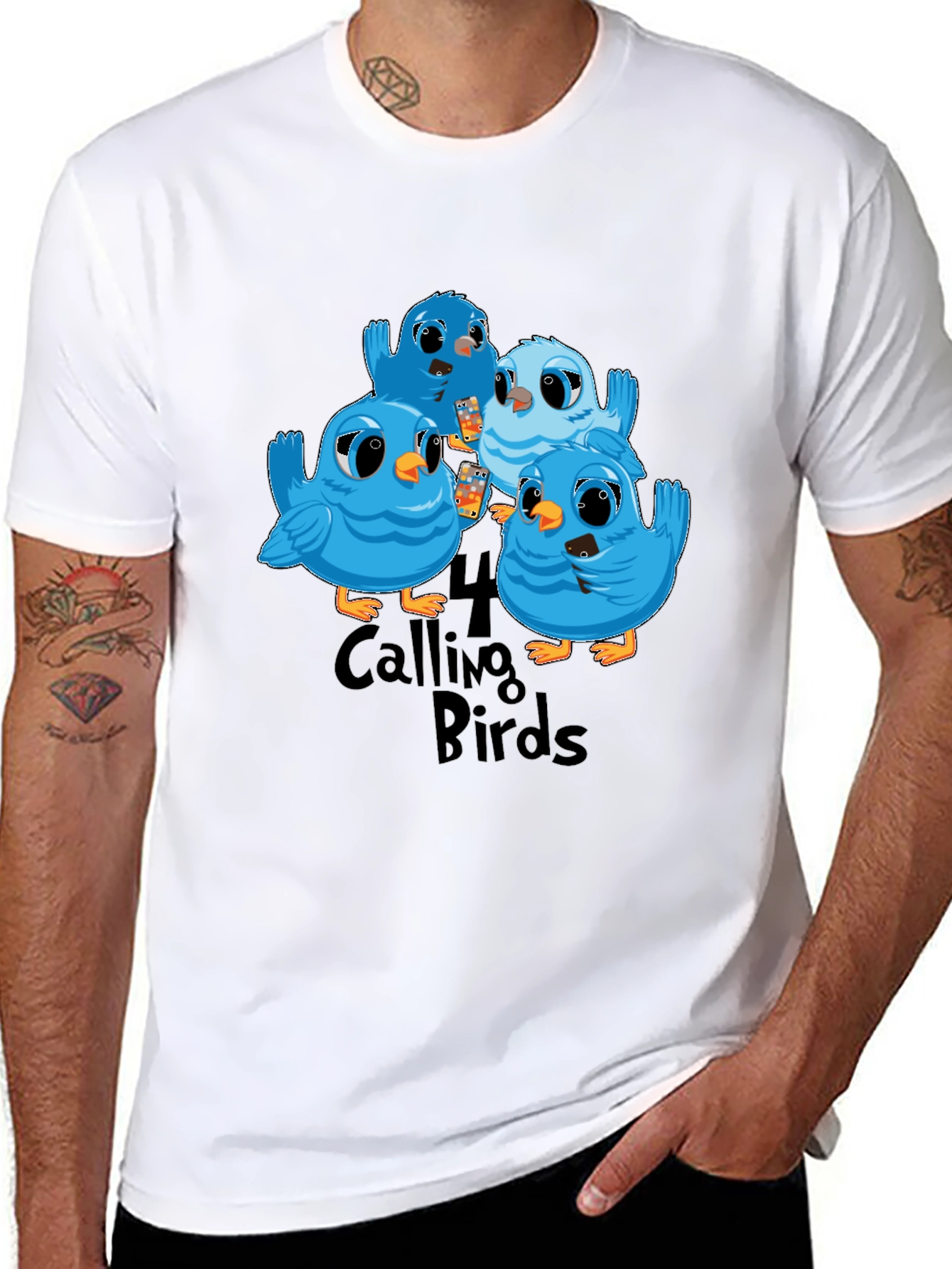 Black 4 Calling Birds Graphic Tee, Holiday Gift view 8