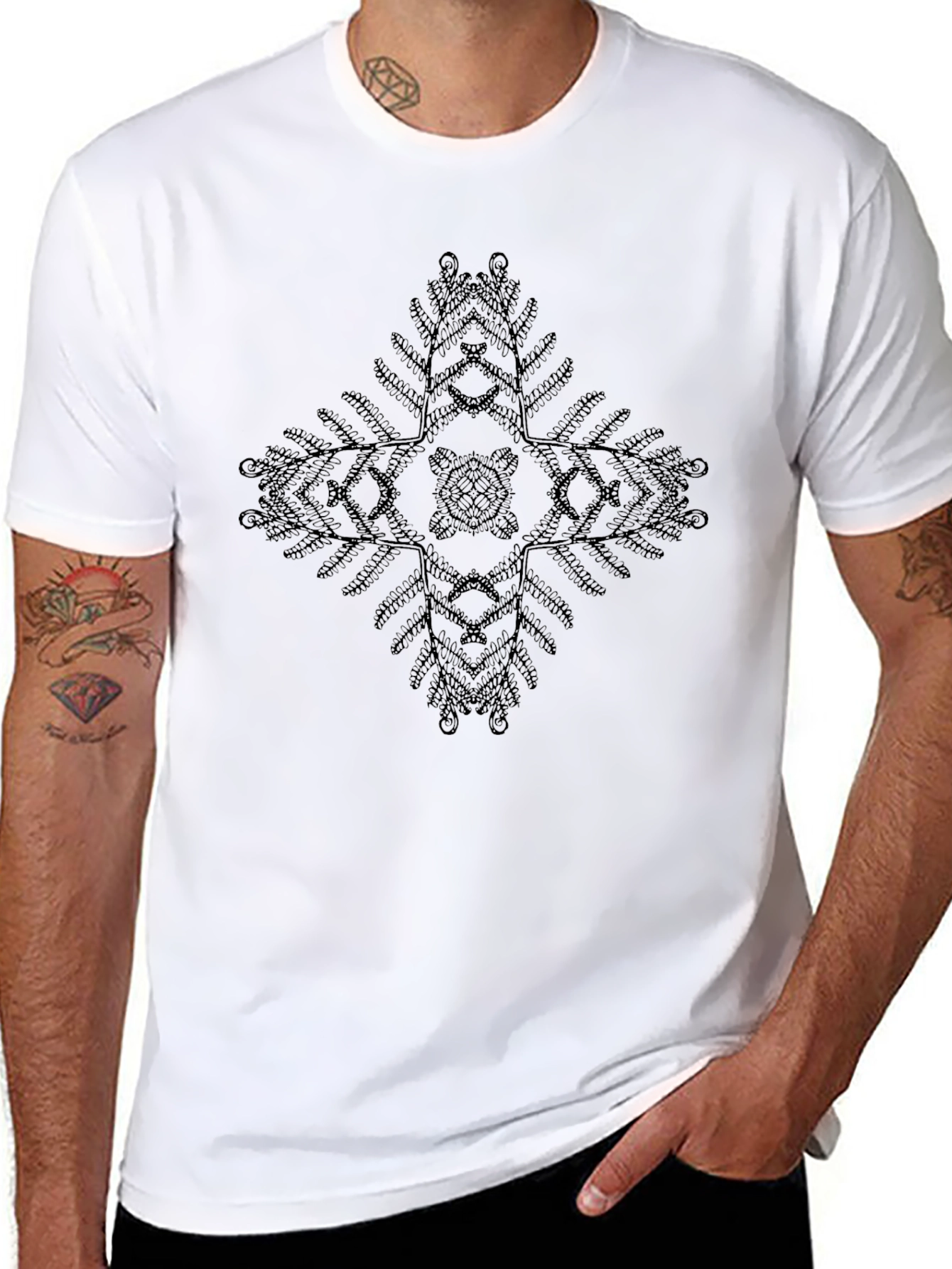 Black Ethnic Cross Graphic Black T-Shirt view 8