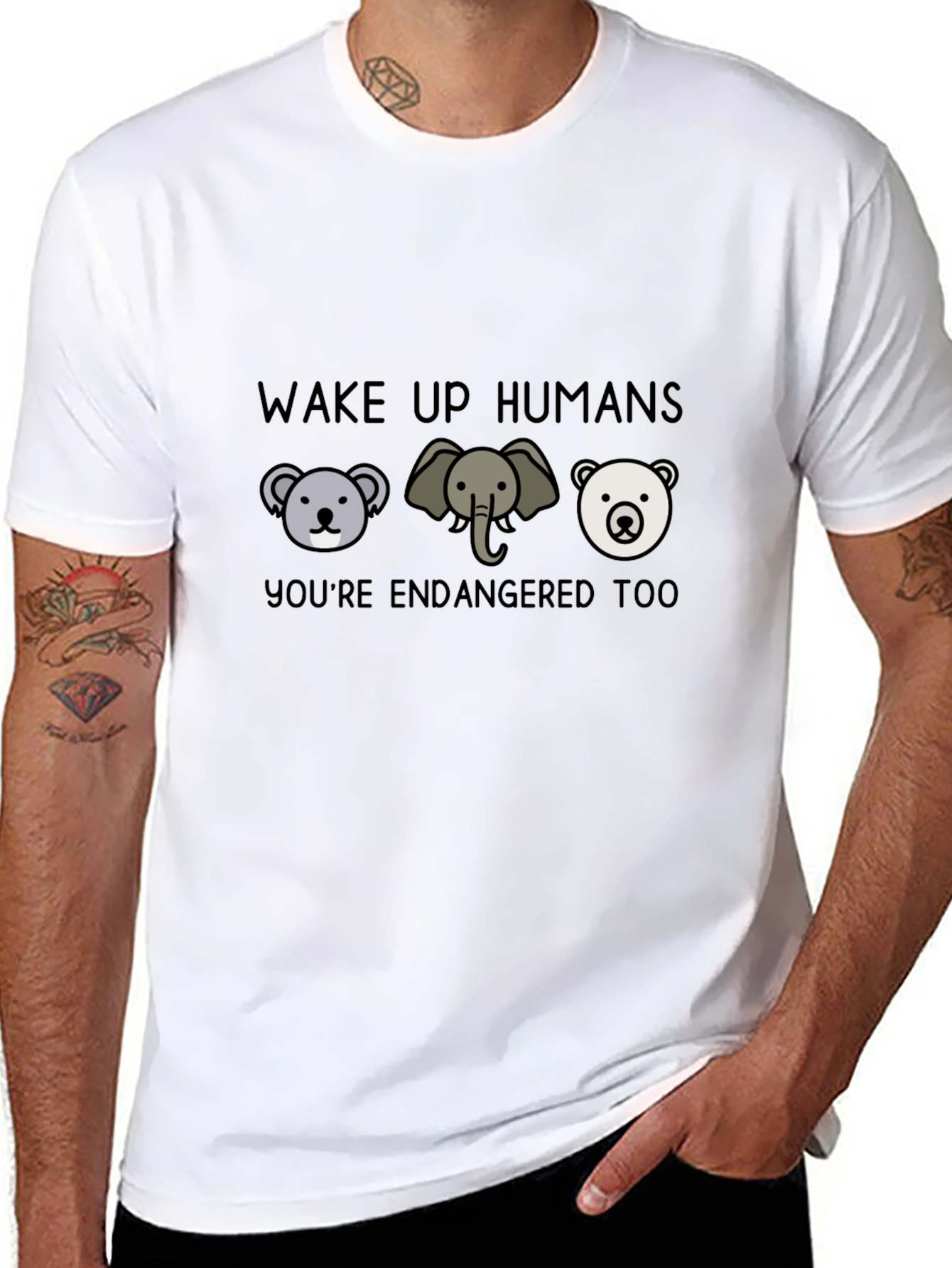 Black Endangered Animals Graphic T-Shirt view 8