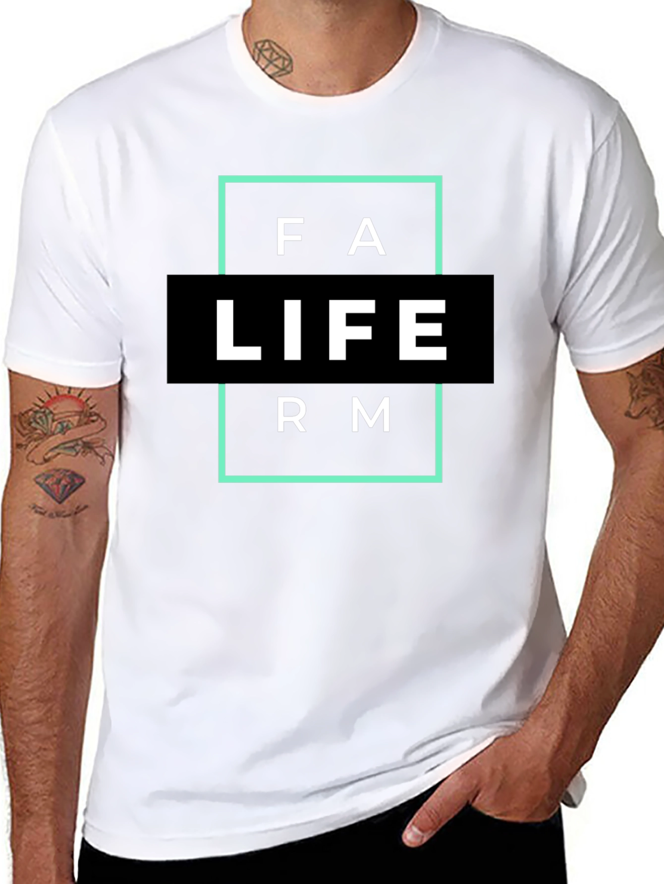 Farm Life Graphic T-Shirt - Black Cotton Blend - 8