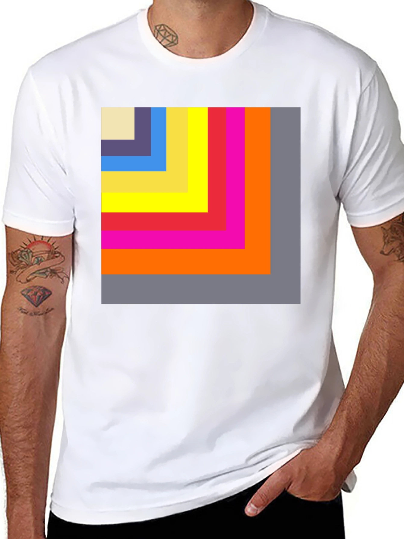 Black Geometric Block T-Shirt view 8