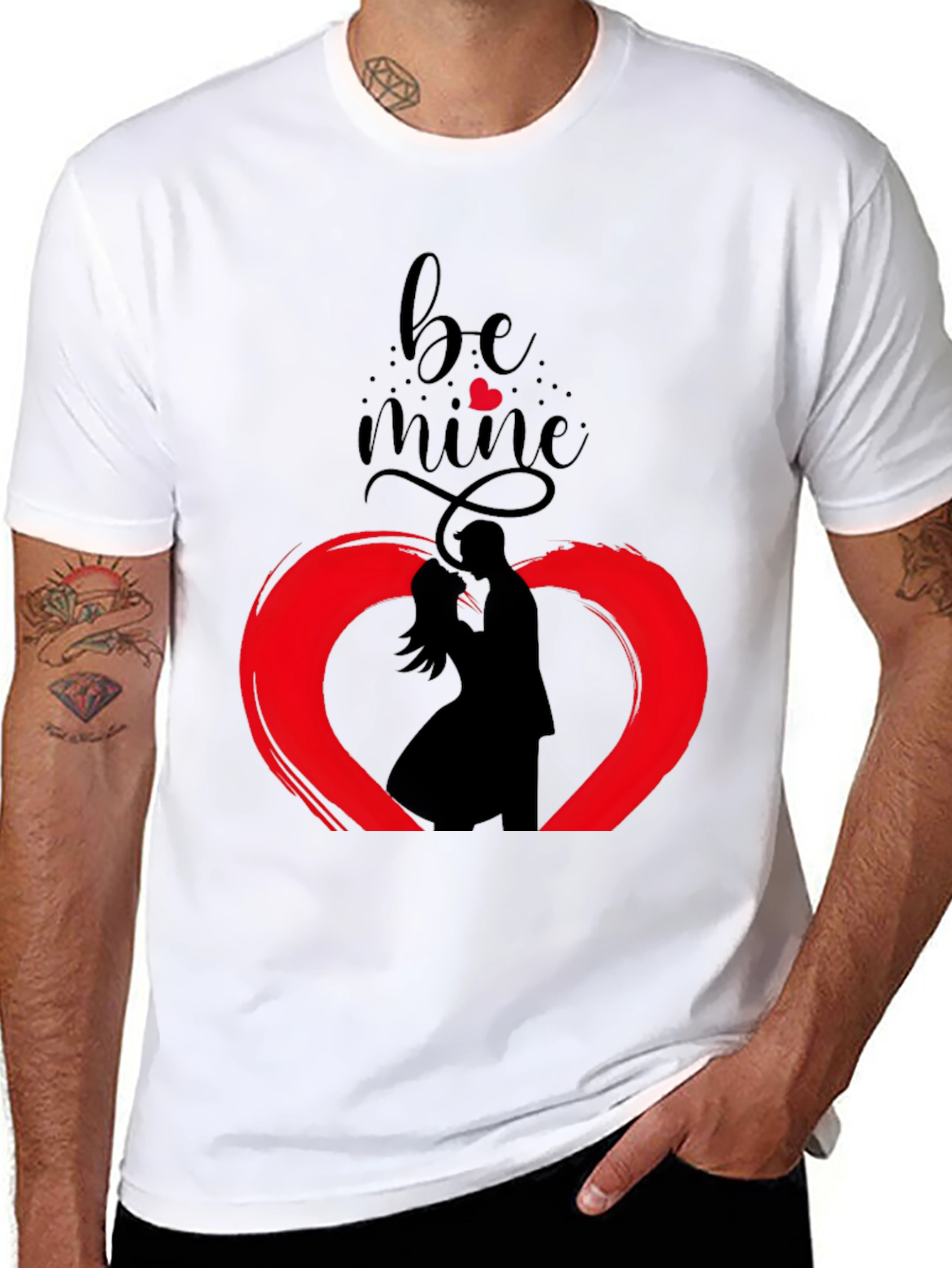 Black Be Mine Valentine's Graphic Tee - Stylish Black Cotton view 8
