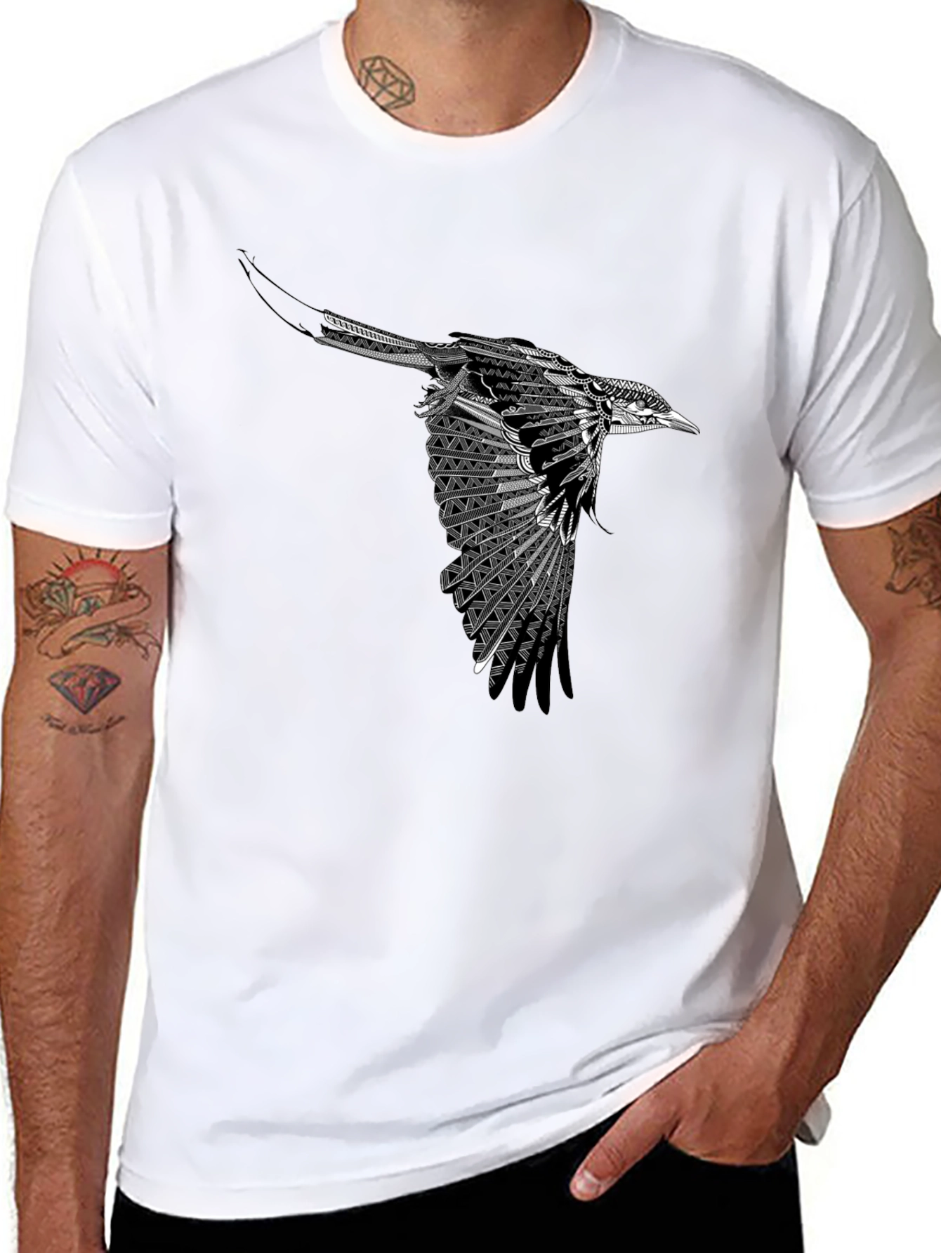 Black Bird Graphic Tee - Stylish Men's T-Shirt - 8