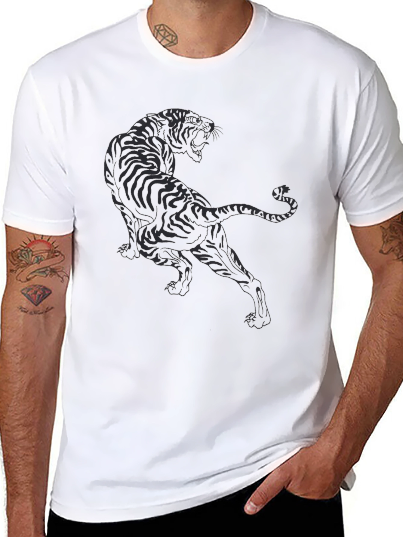 Black Black Tiger Graphic Tee - Stylish Men's T-Shirt view 8