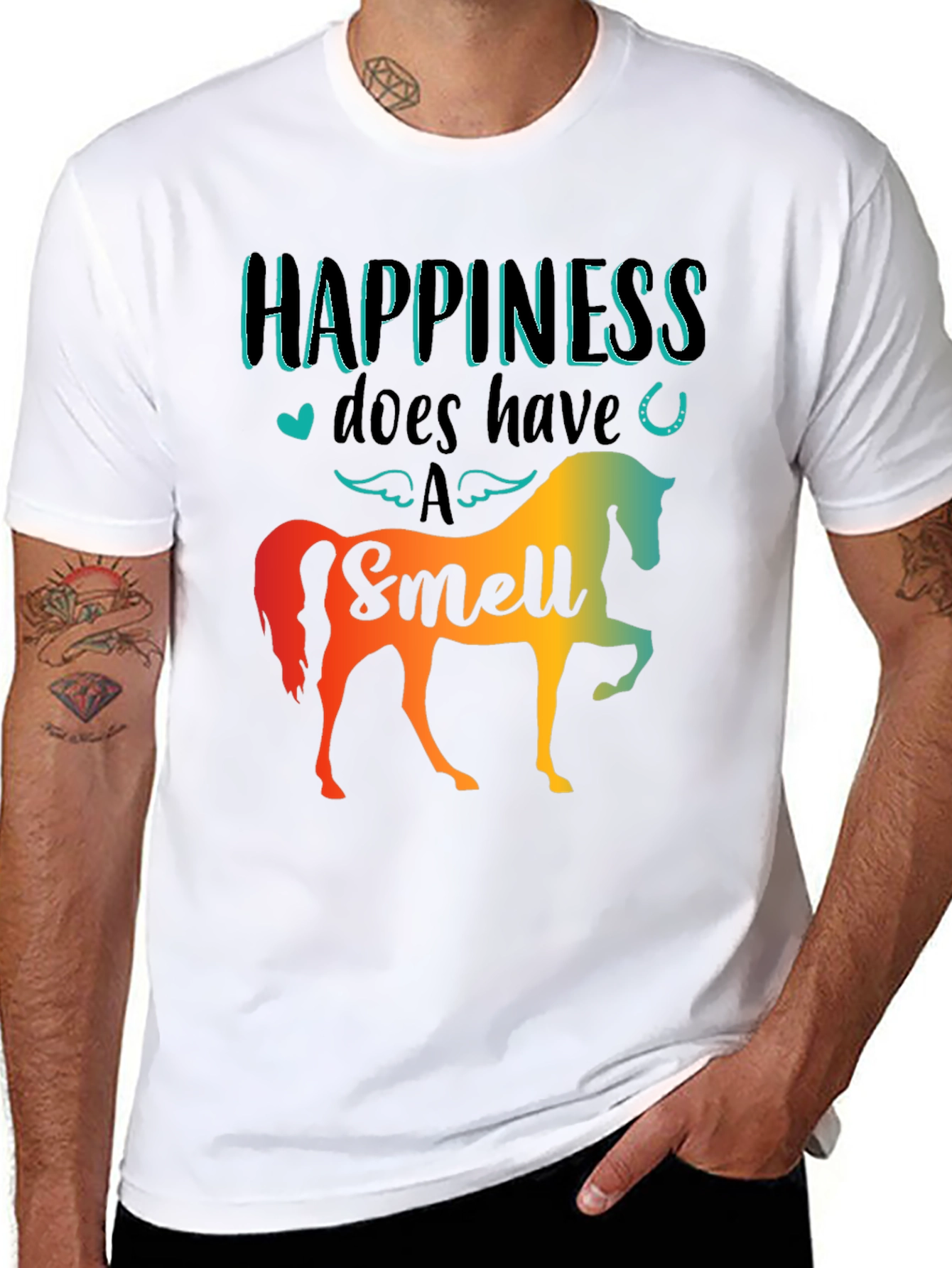 Black Happiness Has a Smell Horse T-Shirt view 8