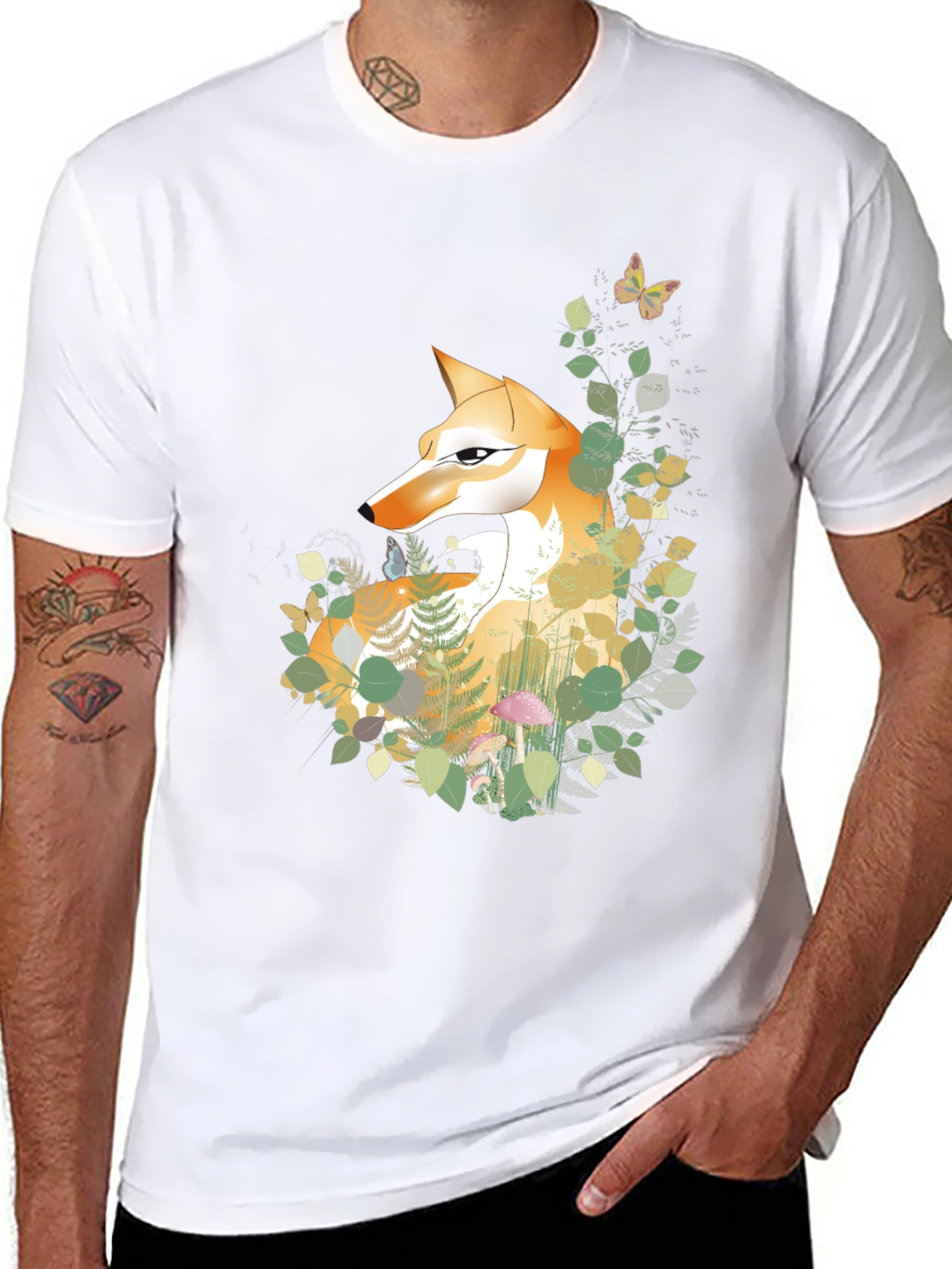 Black Fox & Forest Graphic Tee - Nature Inspired Design view 8