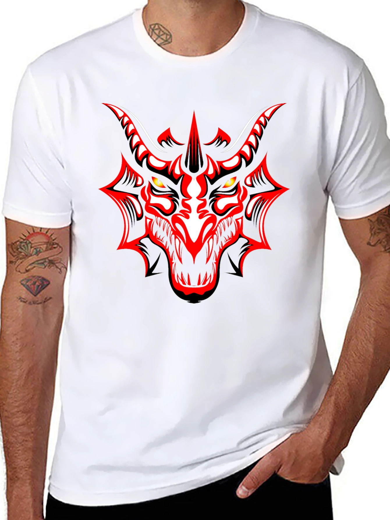 Black Bold Dragon Graphic Black T-Shirt view 8