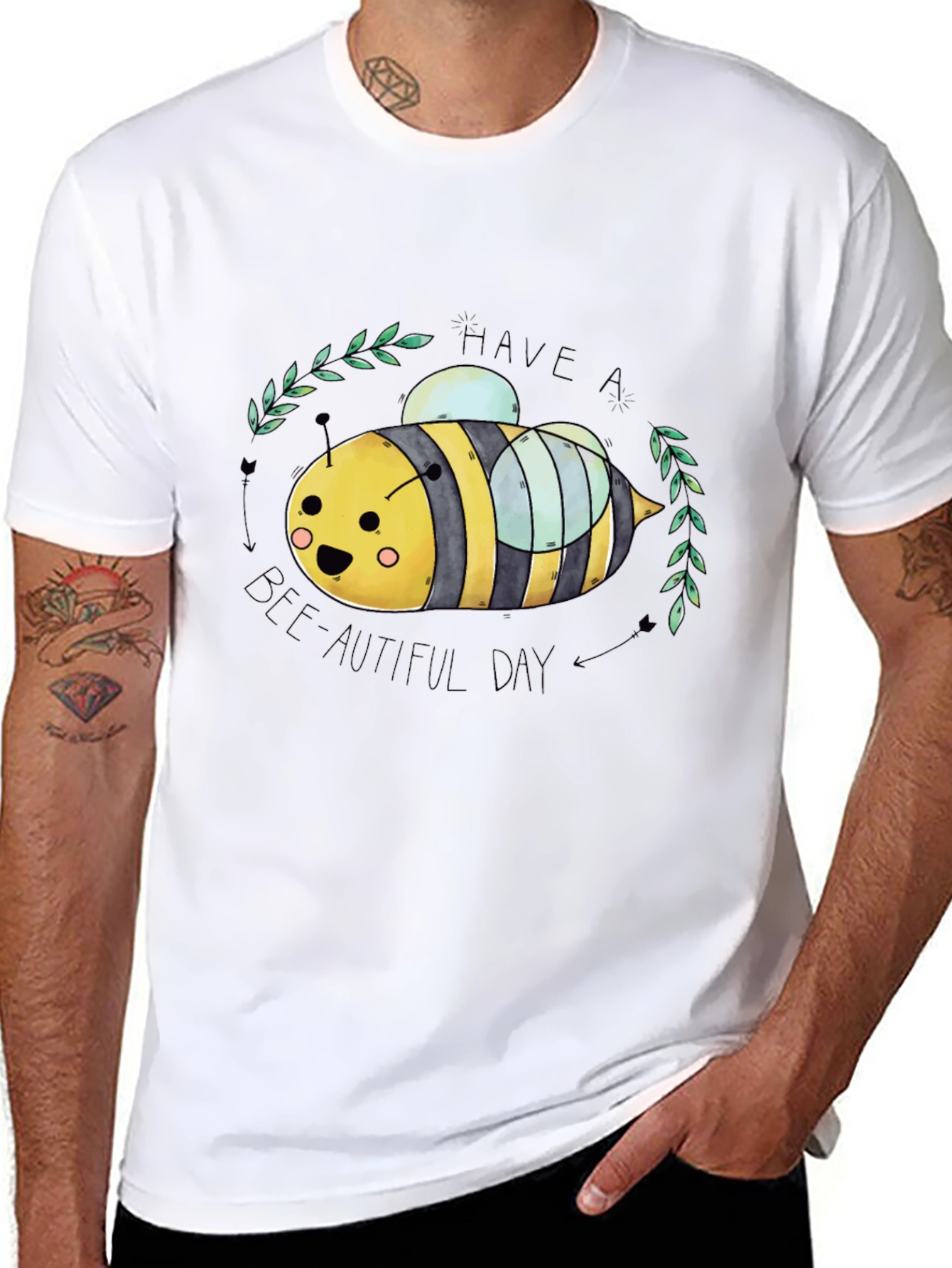 Black Have a Bee-utiful Day Graphic Tee view 8