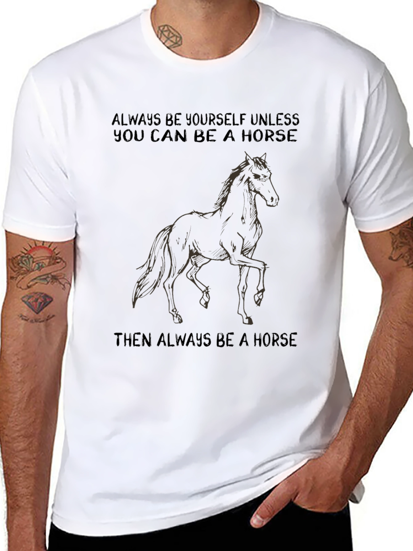 Black Funny Horse T-Shirt - Always Be Yourself view 8