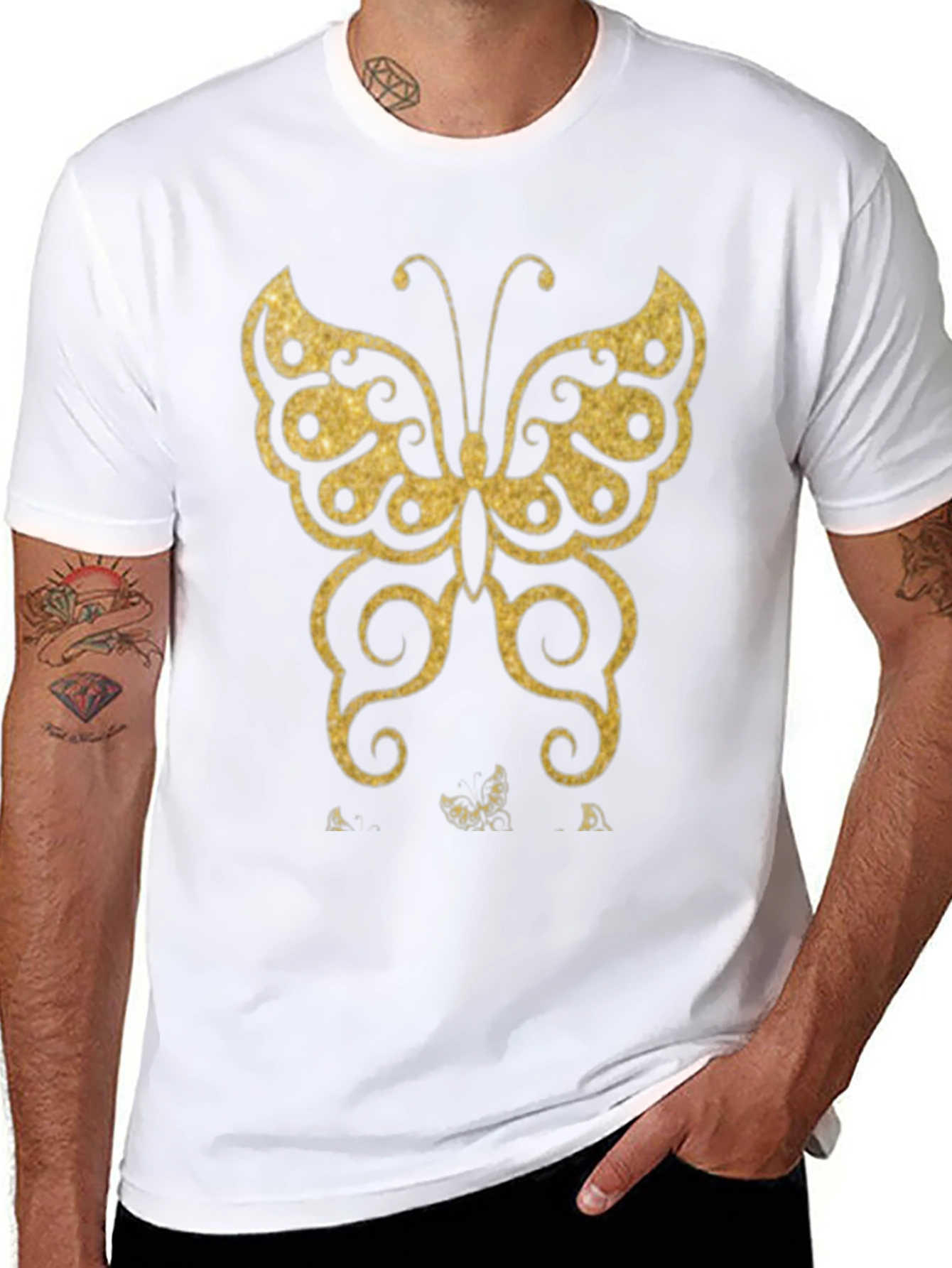 Black Butterfly Graphic Black T-Shirt view 8
