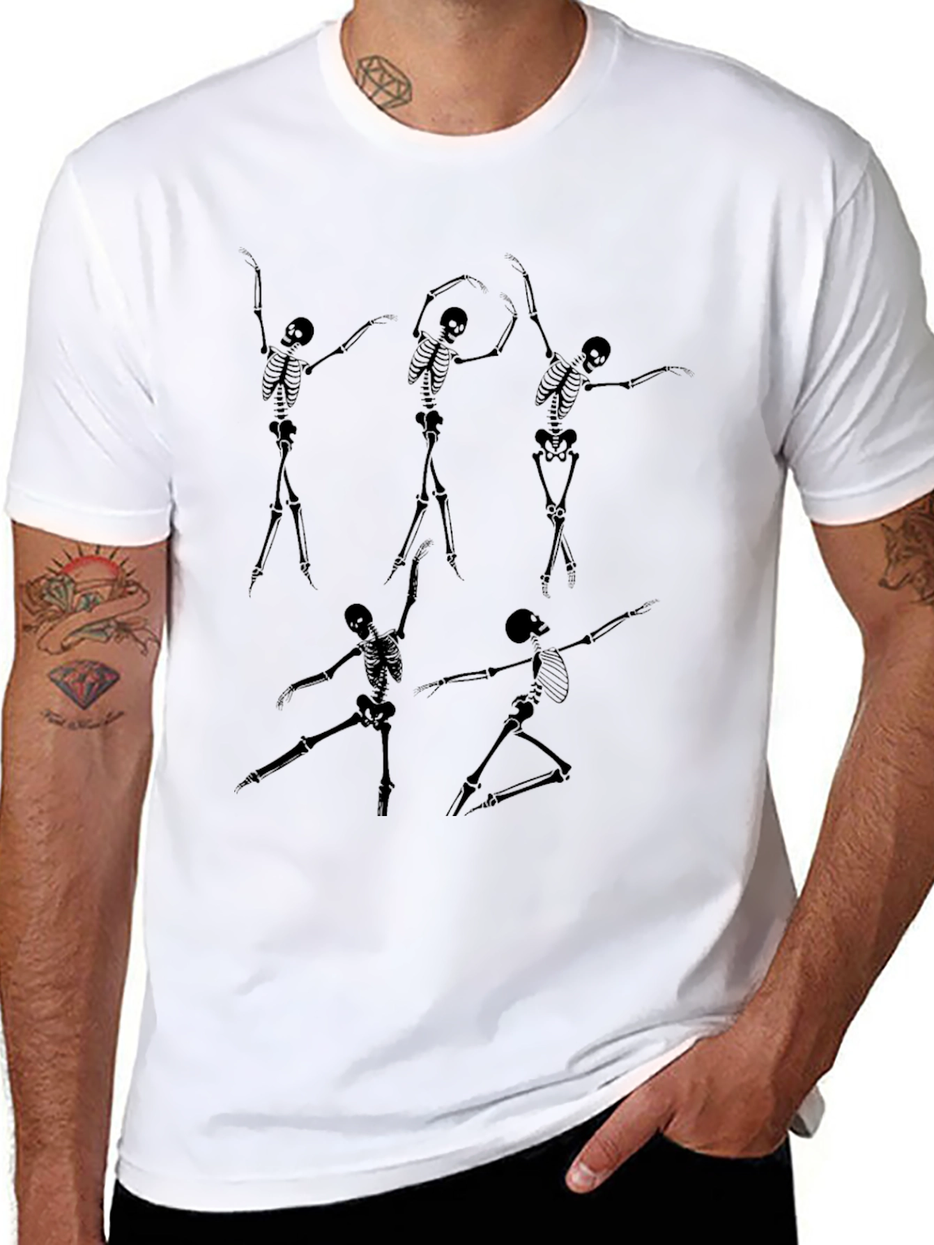 Black Dancing Skeleton Graphic Tee - Black view 8