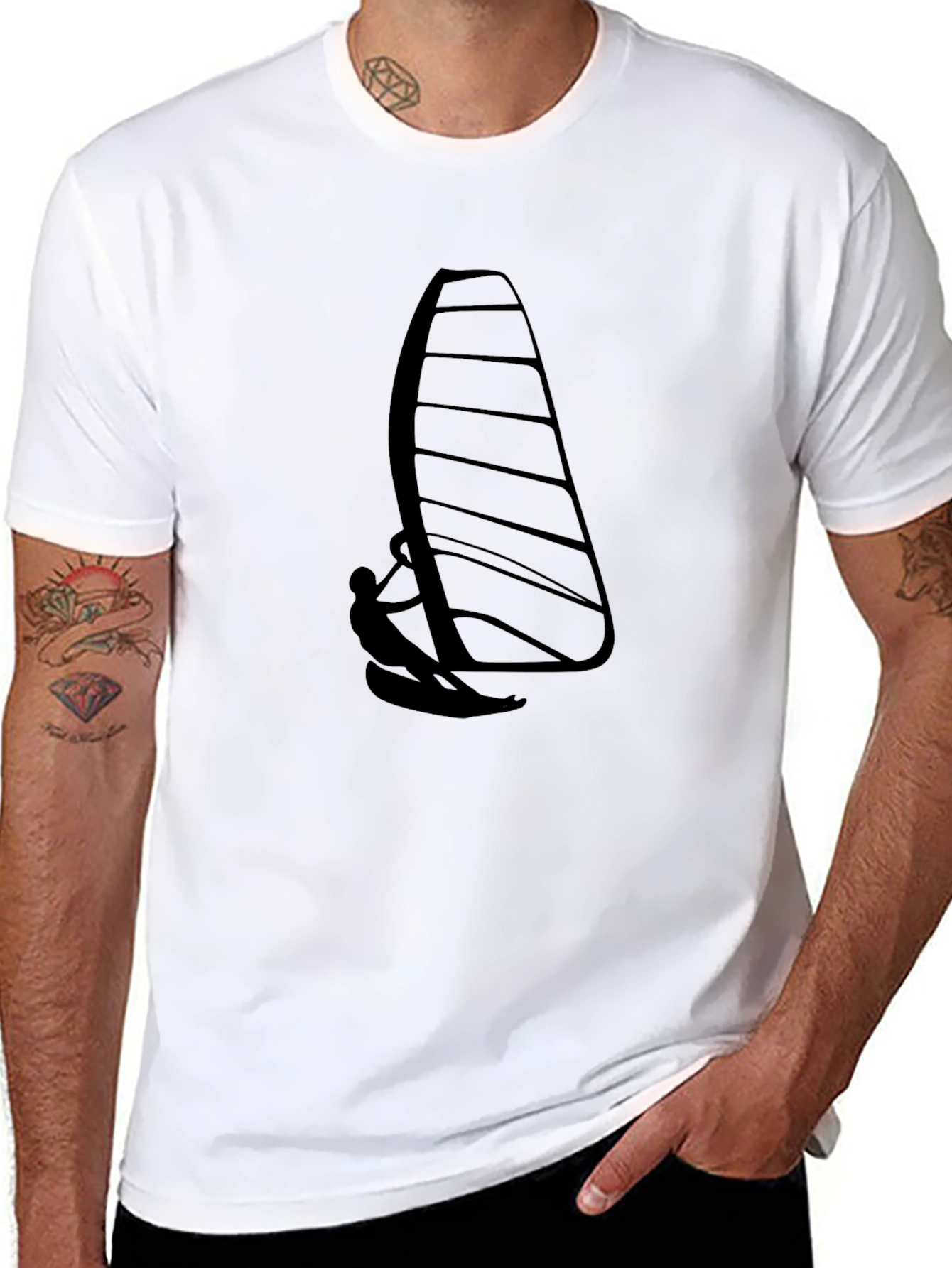 Black Black Windsurfer Graphic Tee - Cool & Casual view 8