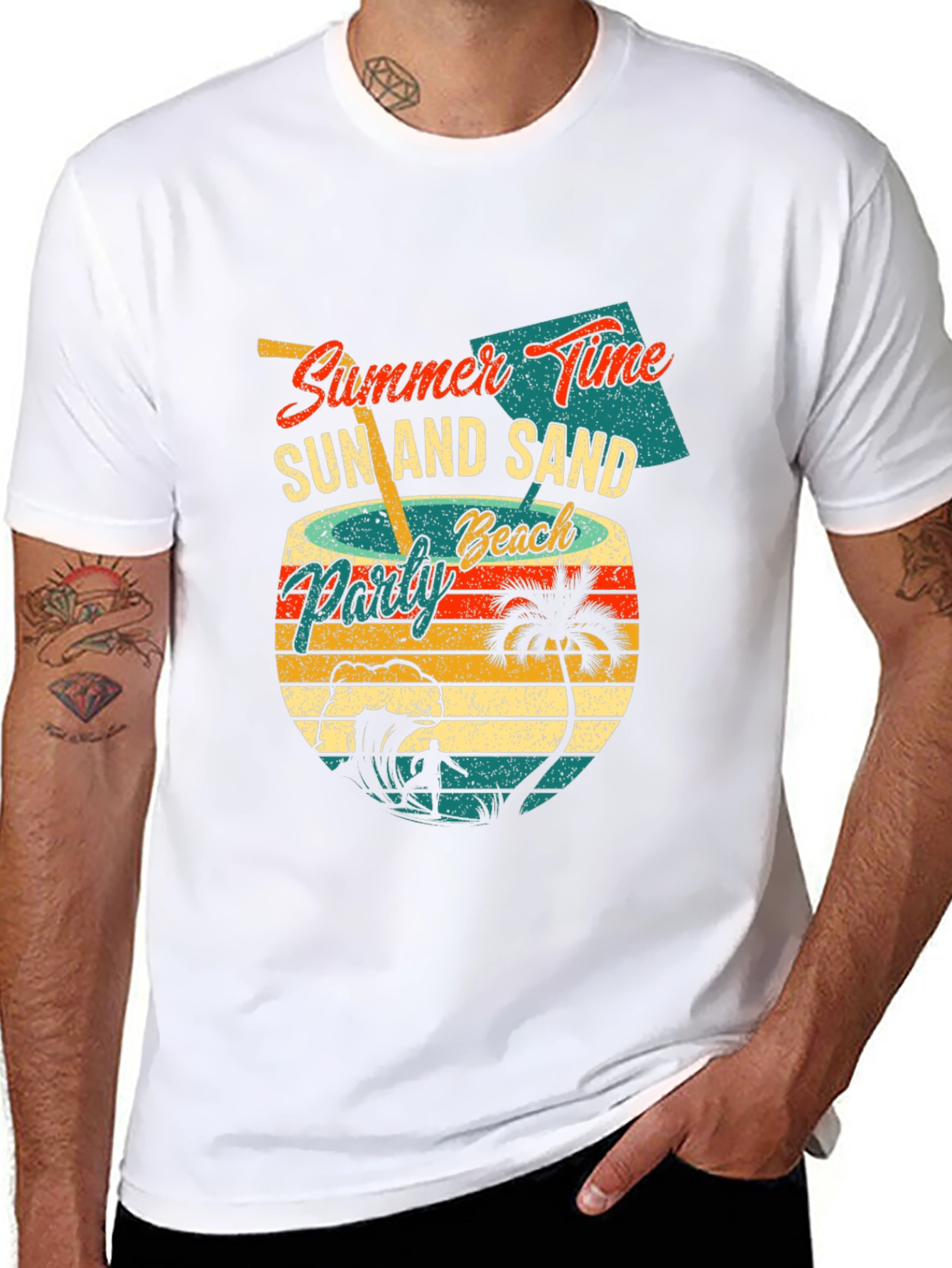 Black Summer Time Beach Party Graphic T-Shirt view 8