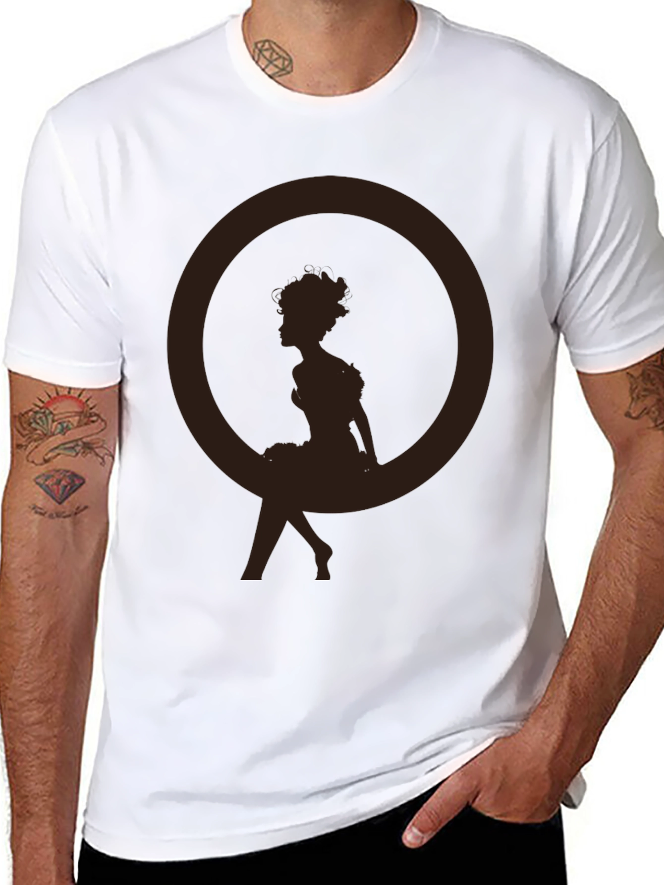 Black Silhouette Girl Tee - Casual Graphic T-Shirt view 8