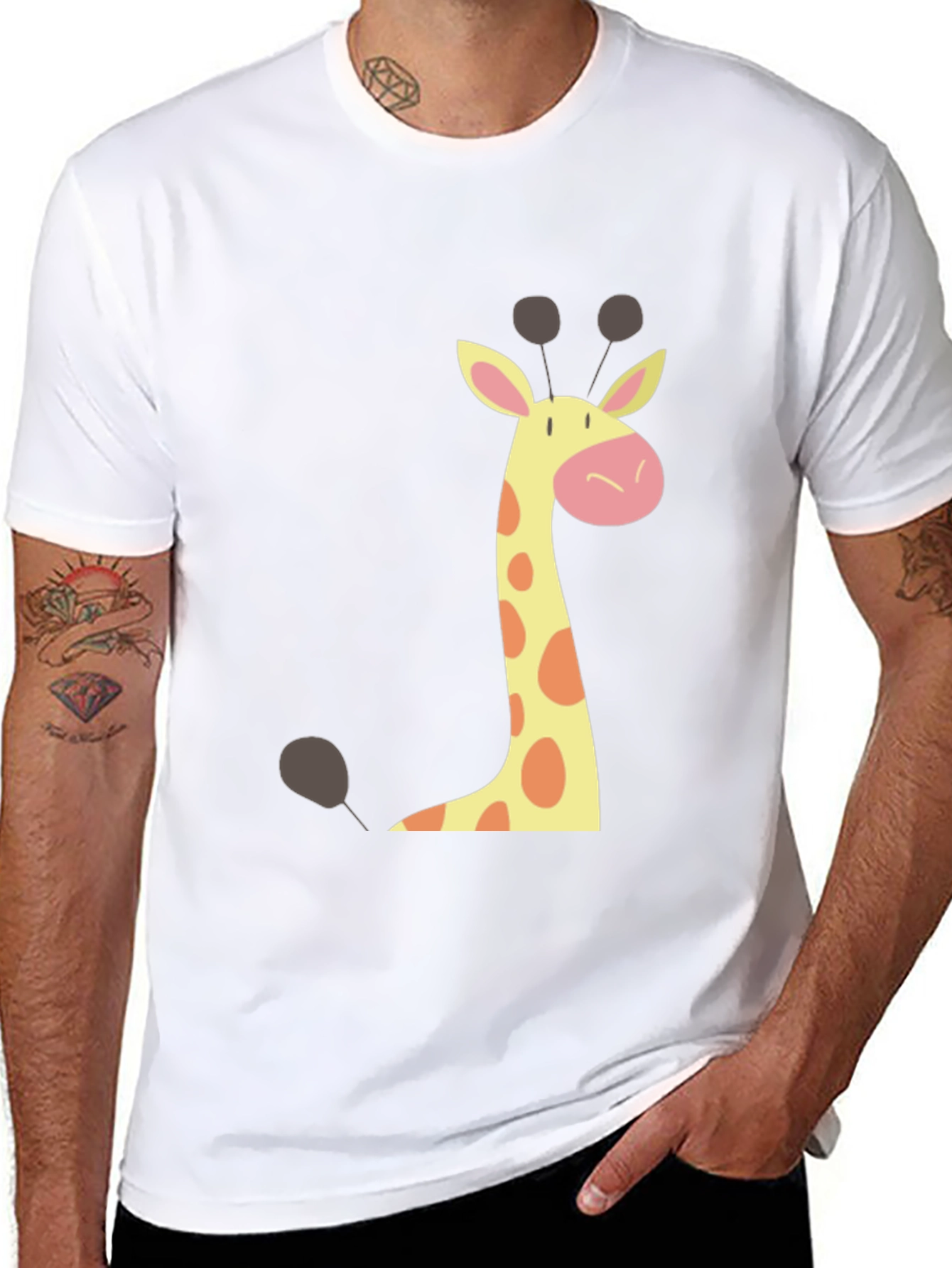 Black Giraffe Graphic Tee - Black Crew Neck T-Shirt view 8