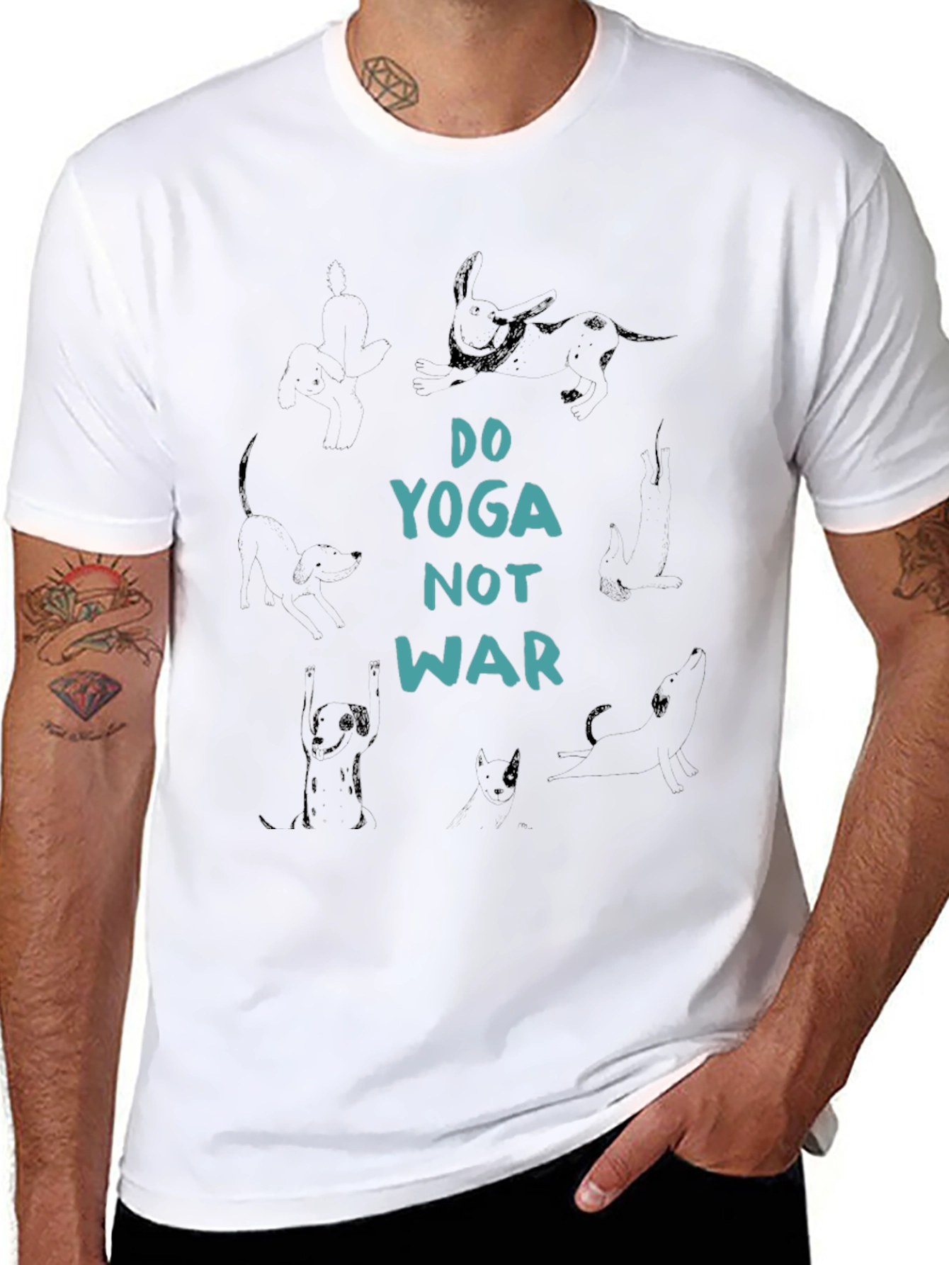 Black Yoga Not War T-Shirt - Black, Relaxed Fit view 8