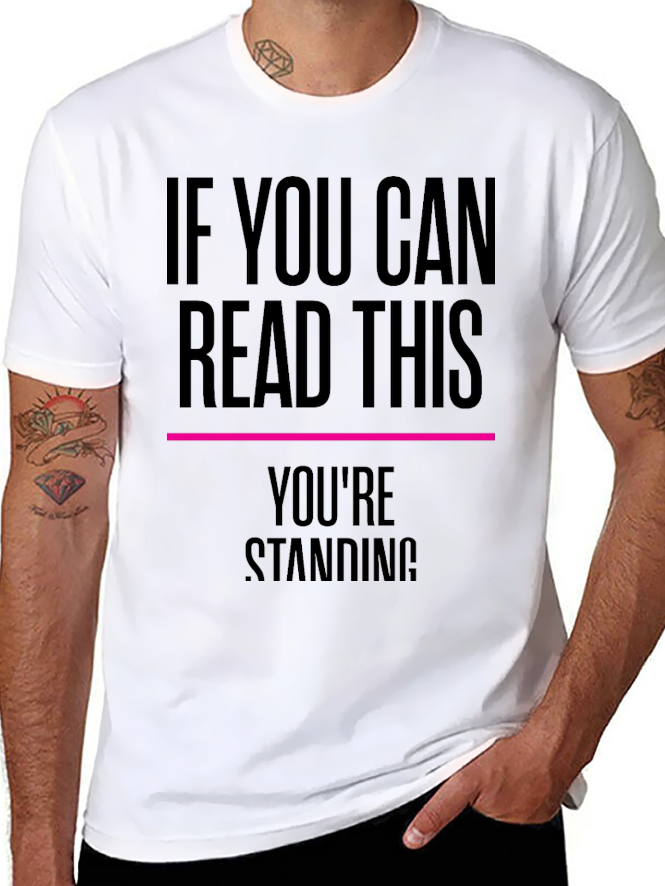 Black Humorous "If You Can Read This" Graphic T-Shirt view 8