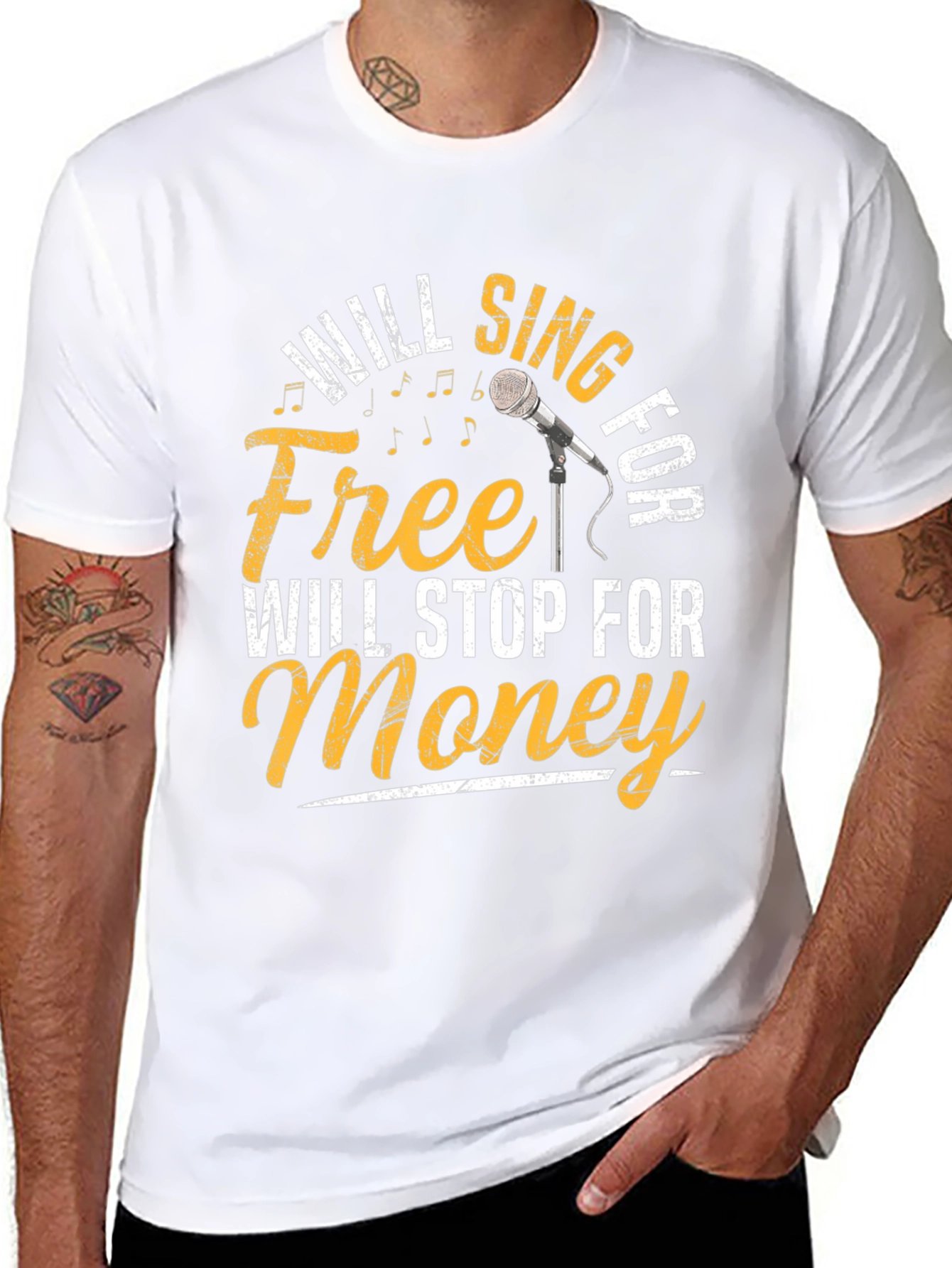 Black Will Sing for Free Men's Black T-Shirt view 8