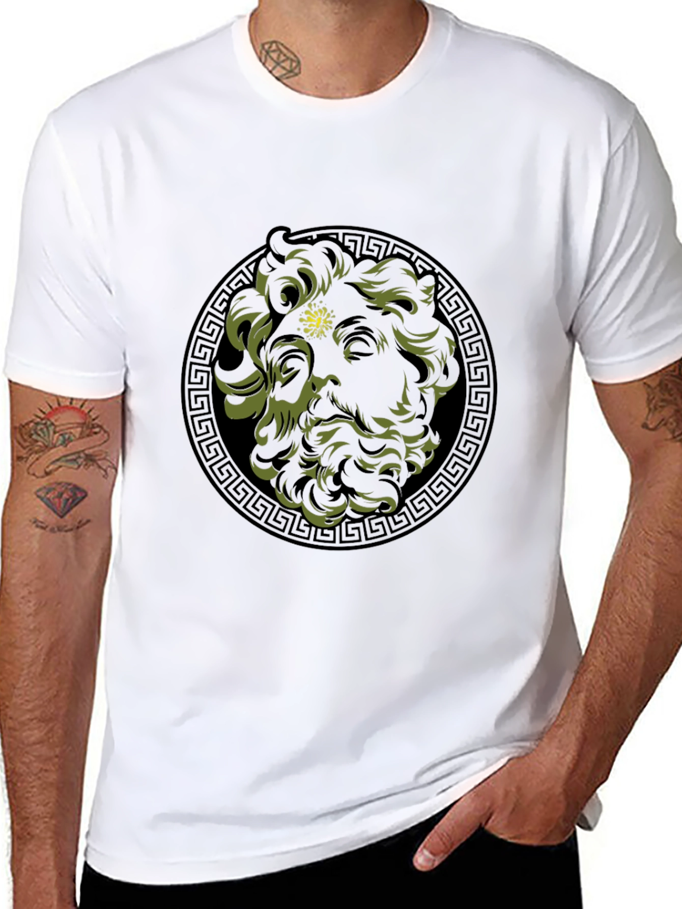 Black Greek God Medusa Graphic Tee - Black view 8