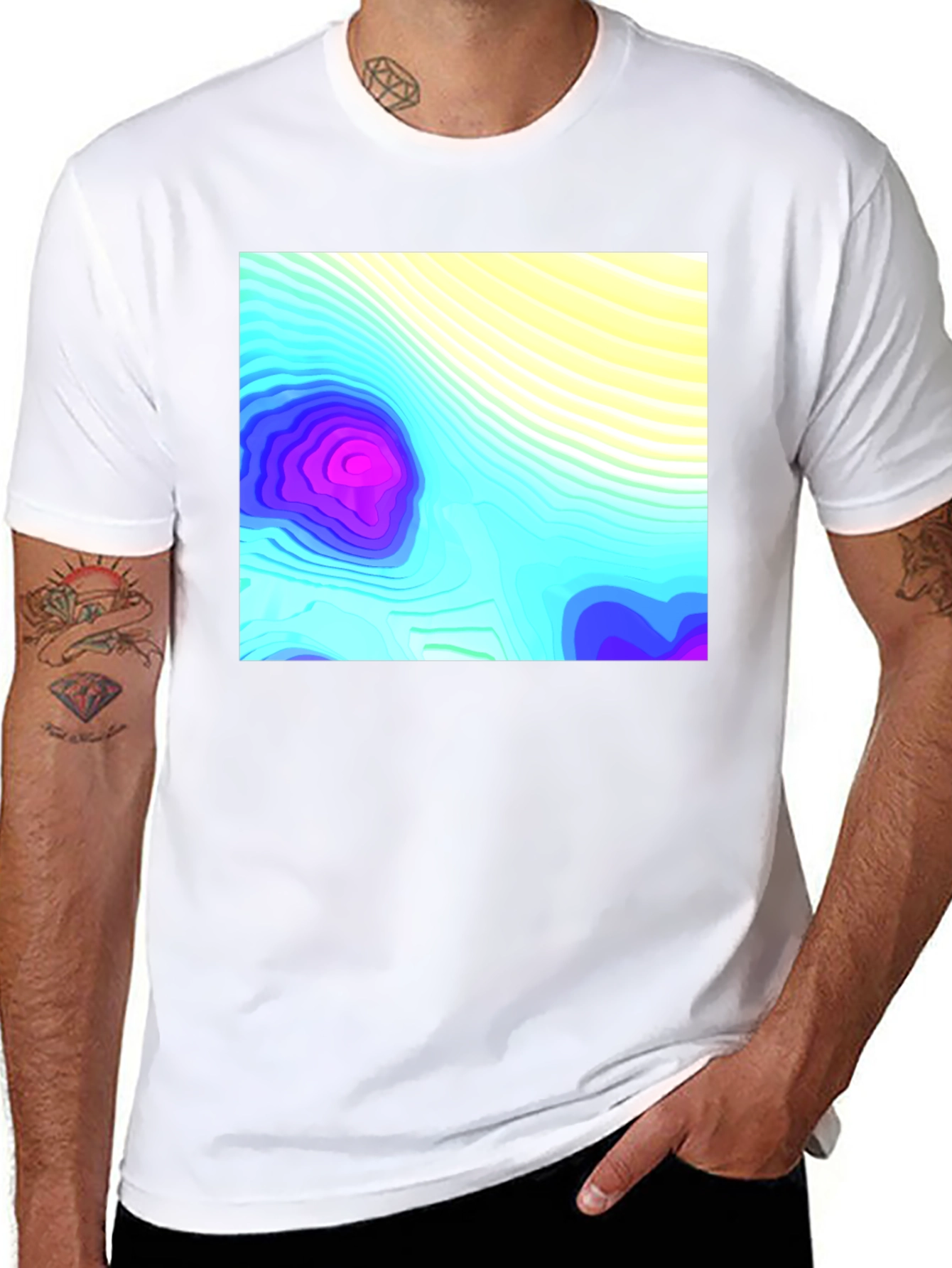 Black Topo Graphic Black T-Shirt view 8