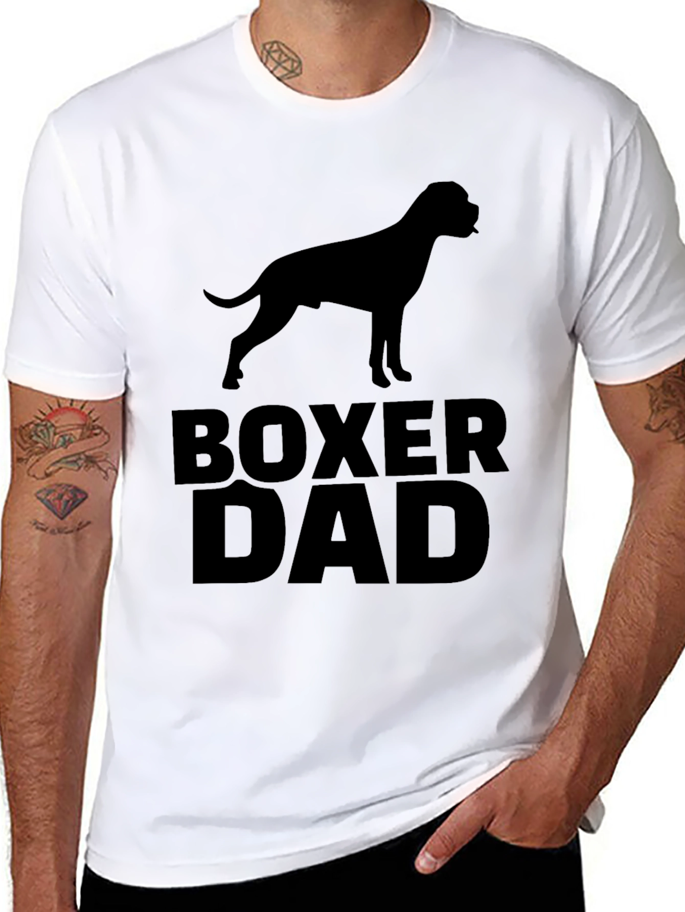 Black Boxer Dad Graphic T-Shirt - Black Dog Lover Tee view 8