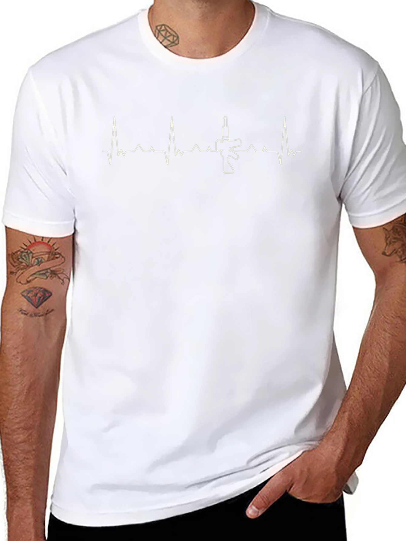 Black Gun Heartbeat T-Shirt - Black view 8