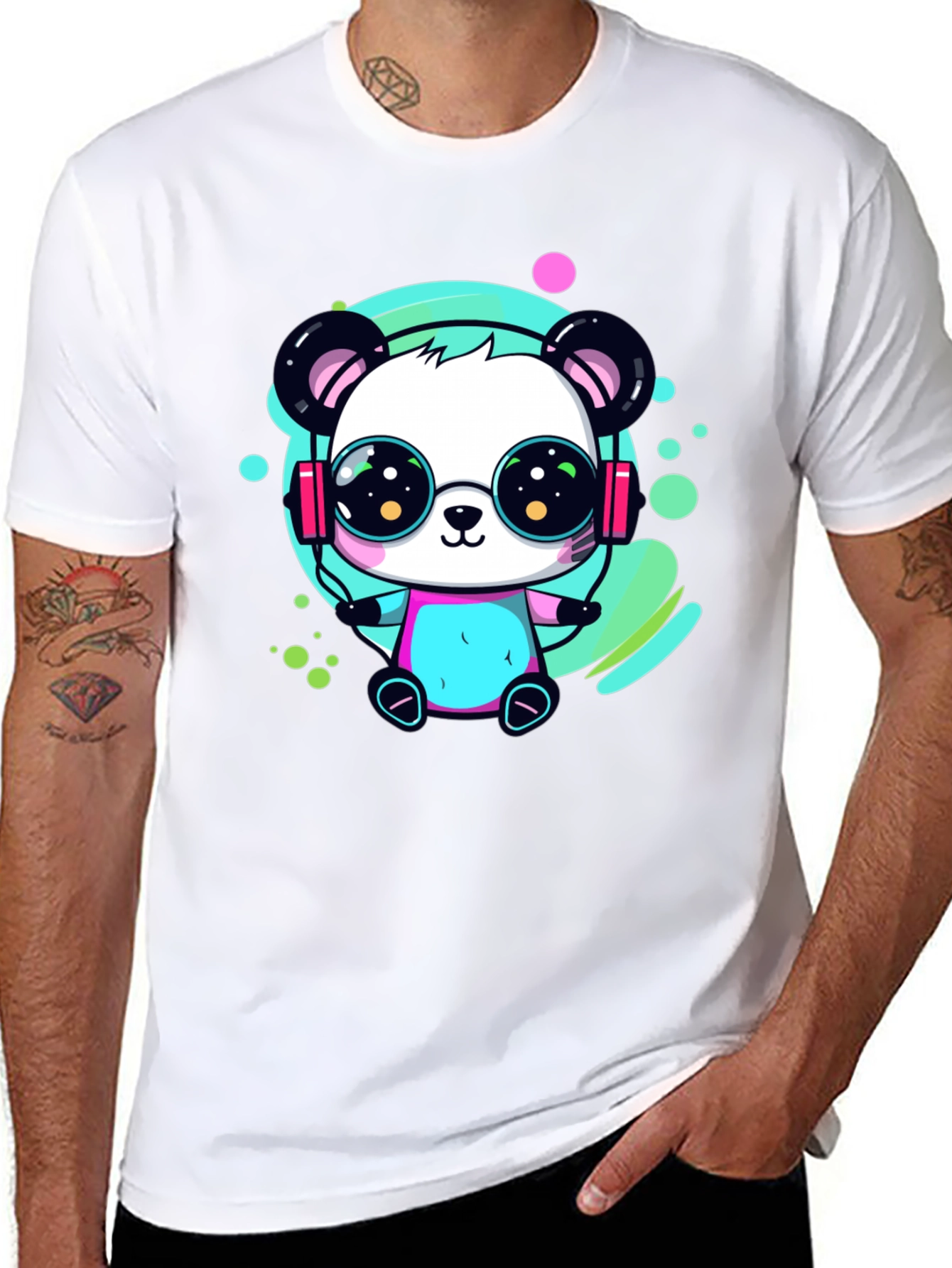 Black Cool Panda Graphic Tee view 8