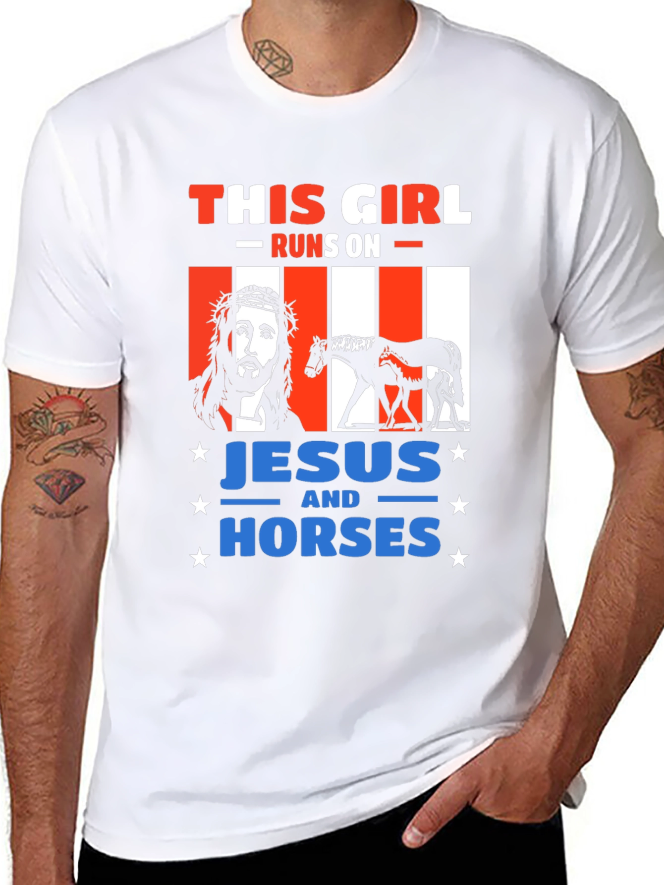 Black This Girl Runs On Jesus and Horses T-Shirt view 8