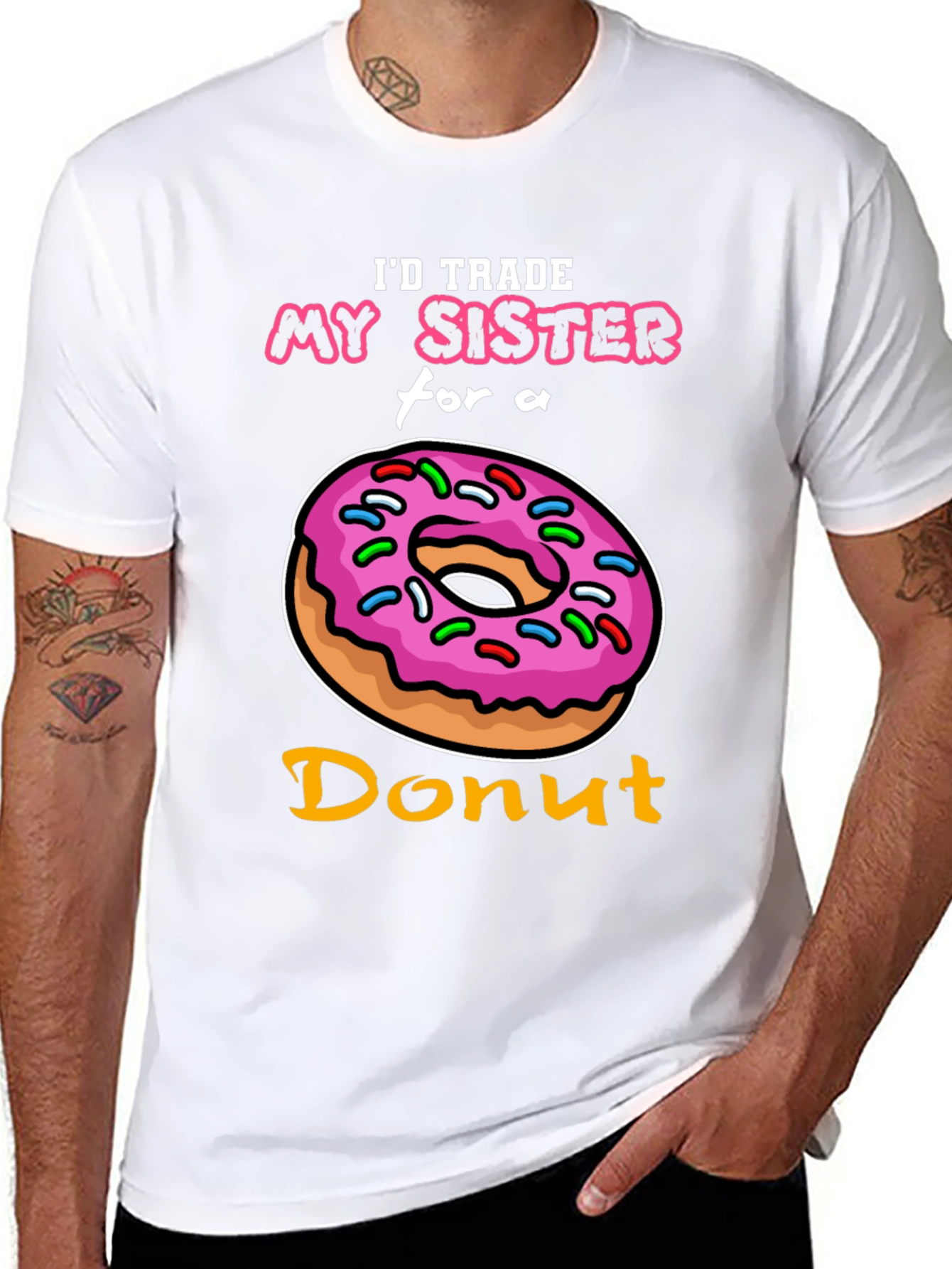 Black I'd Trade My Sister for a Donut T-Shirt view 8