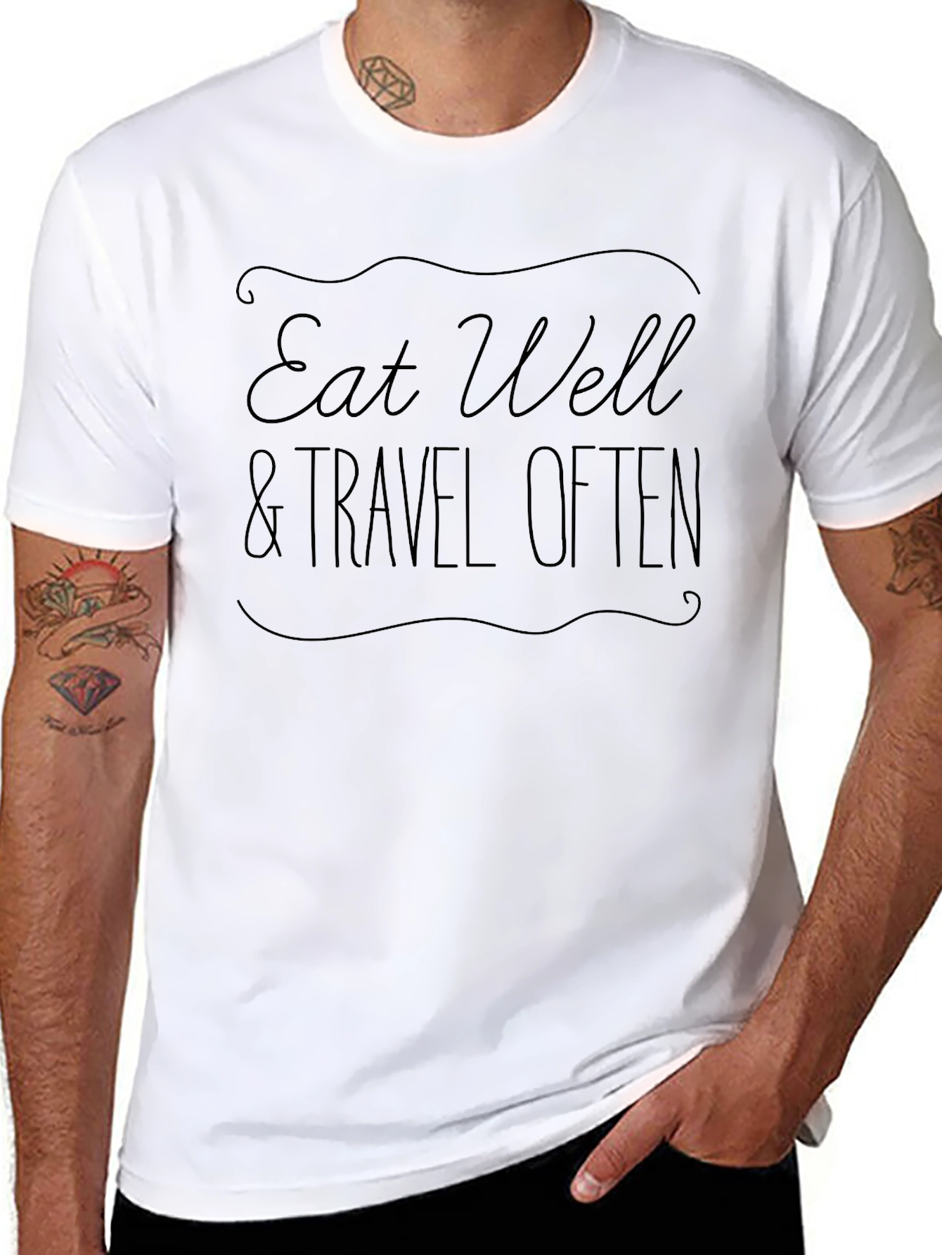 Black Eat Well & Travel Often Black T-Shirt view 8