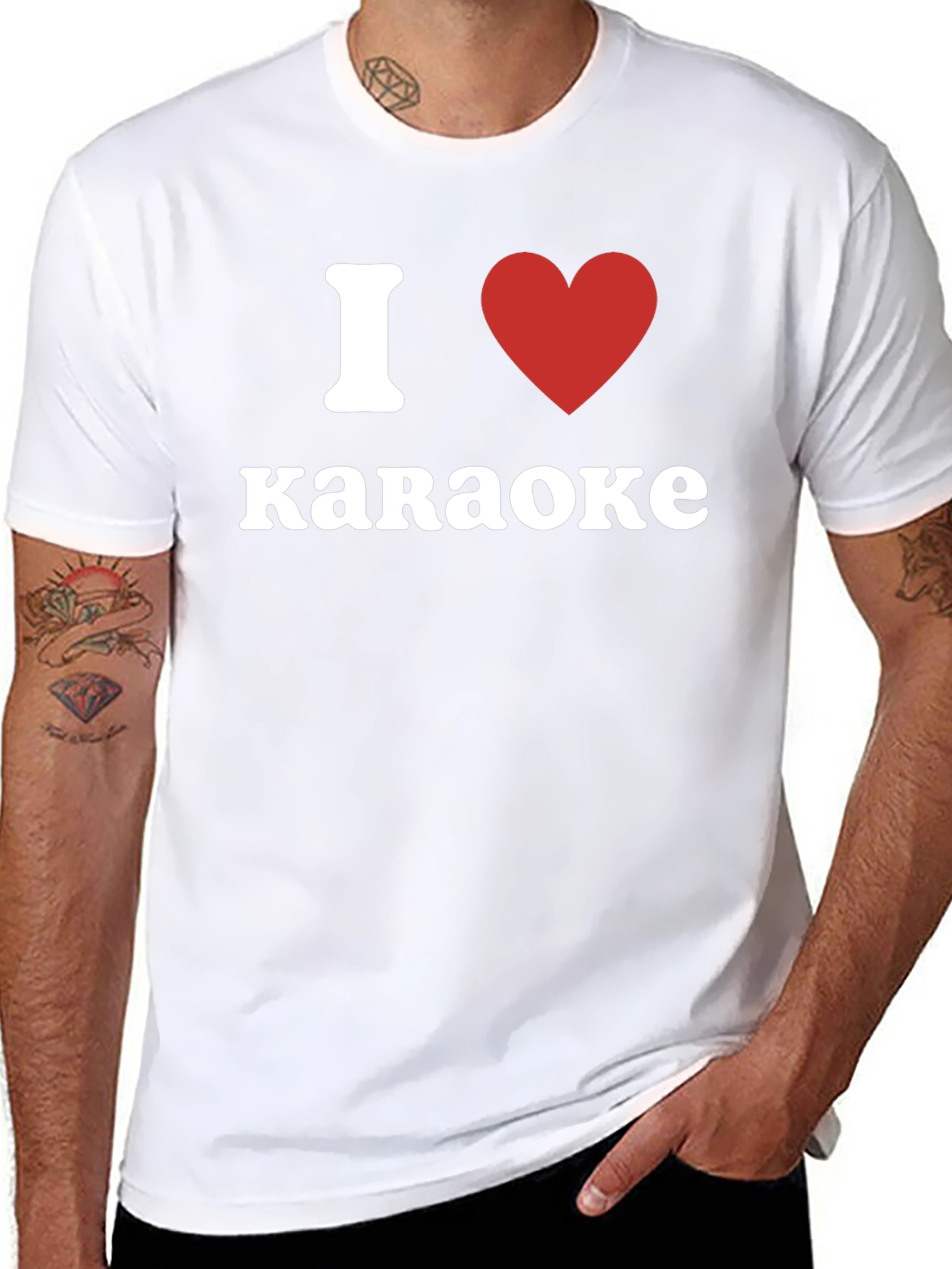 Black I Love Karaoke T-Shirt - Red Heart Design view 8