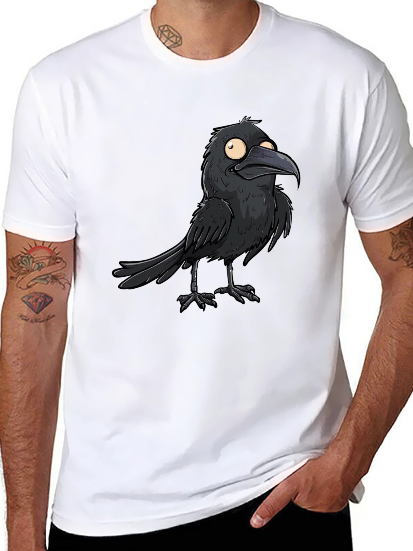 Black Raven Graphic Tee - Cool Bird Design T-Shirt view 8