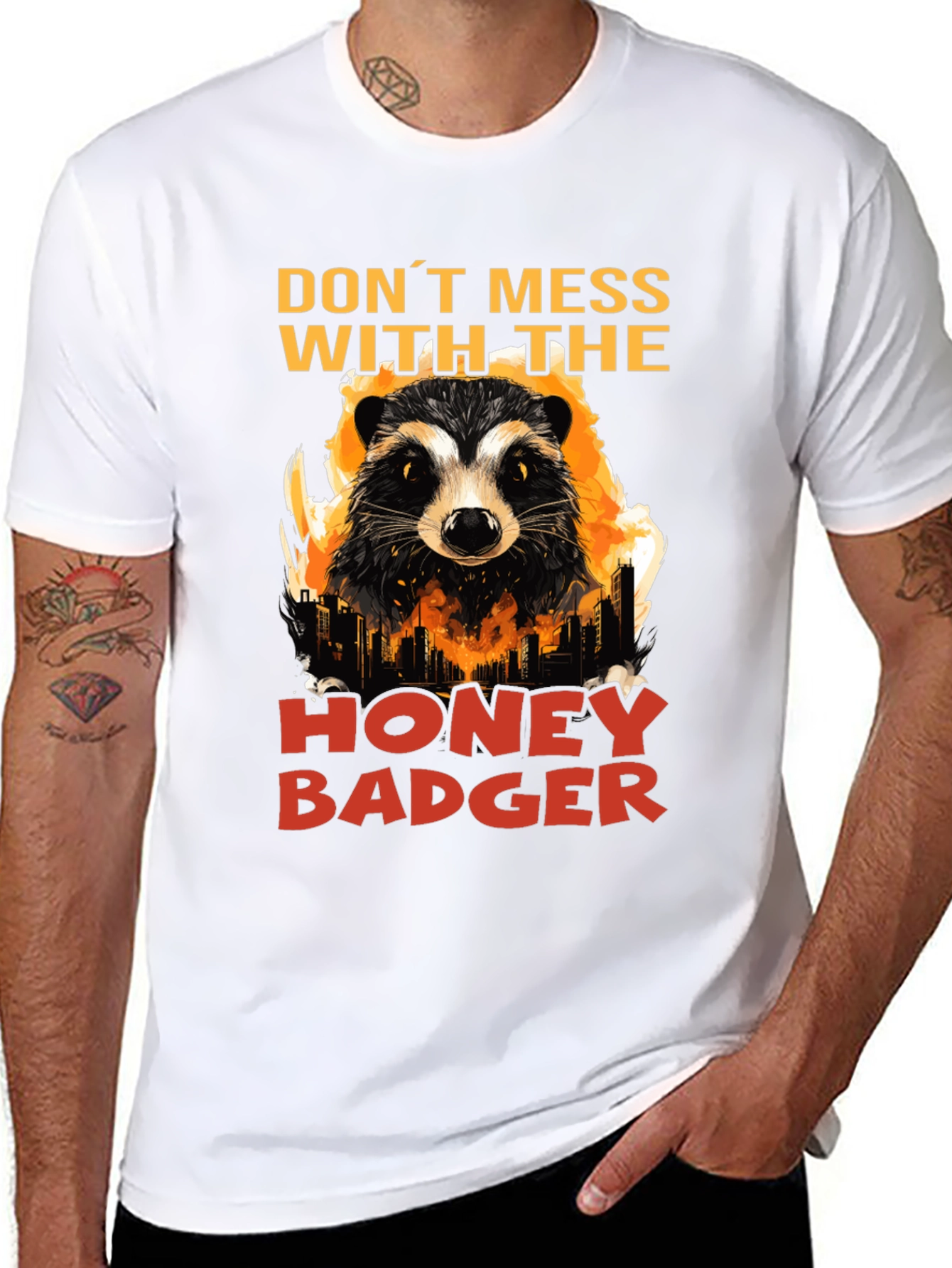 Black Don't Mess with the Honey Badger Graphic Tee view 8