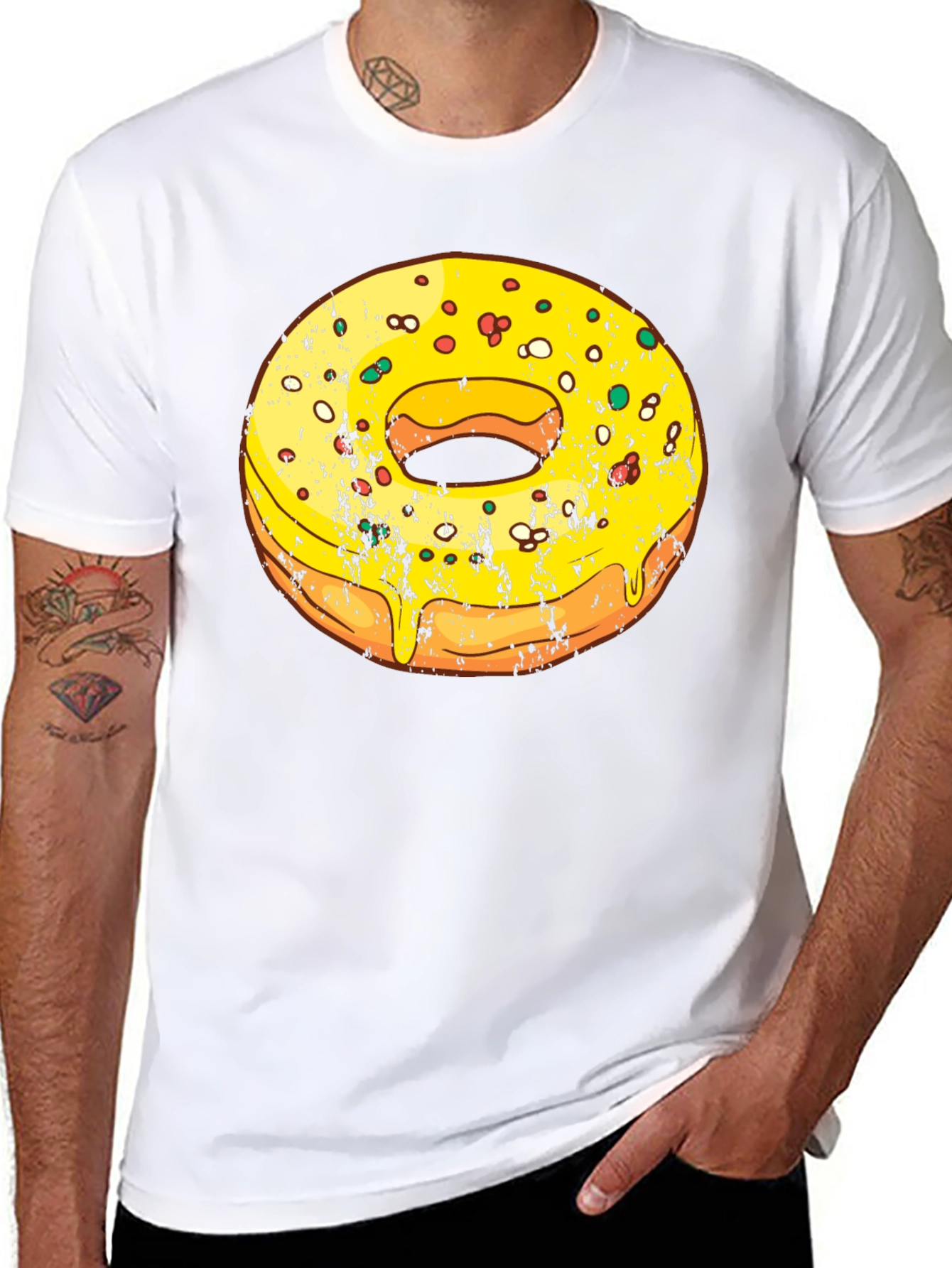 Black Donut Graphic Tee - Fun Foodie T-Shirt view 8