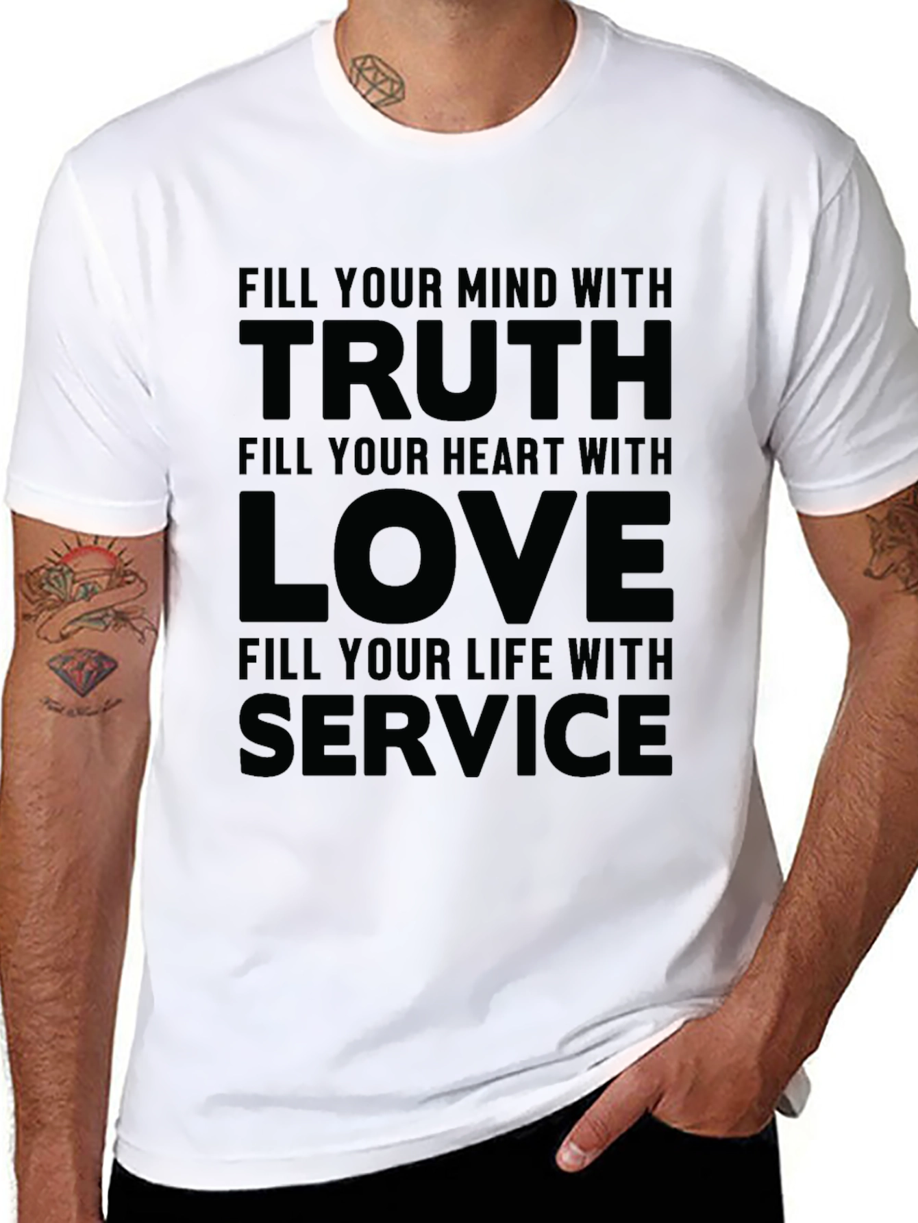 Black Truth Love Service Graphic Tee - Inspirational Quote Shirt view 8