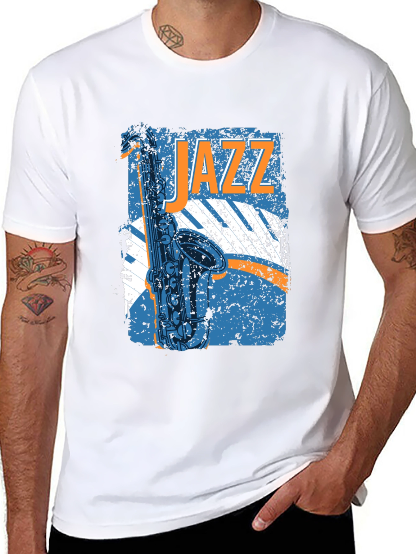Black Jazz Saxophone Graphic T-Shirt - Music Lover Tee view 8