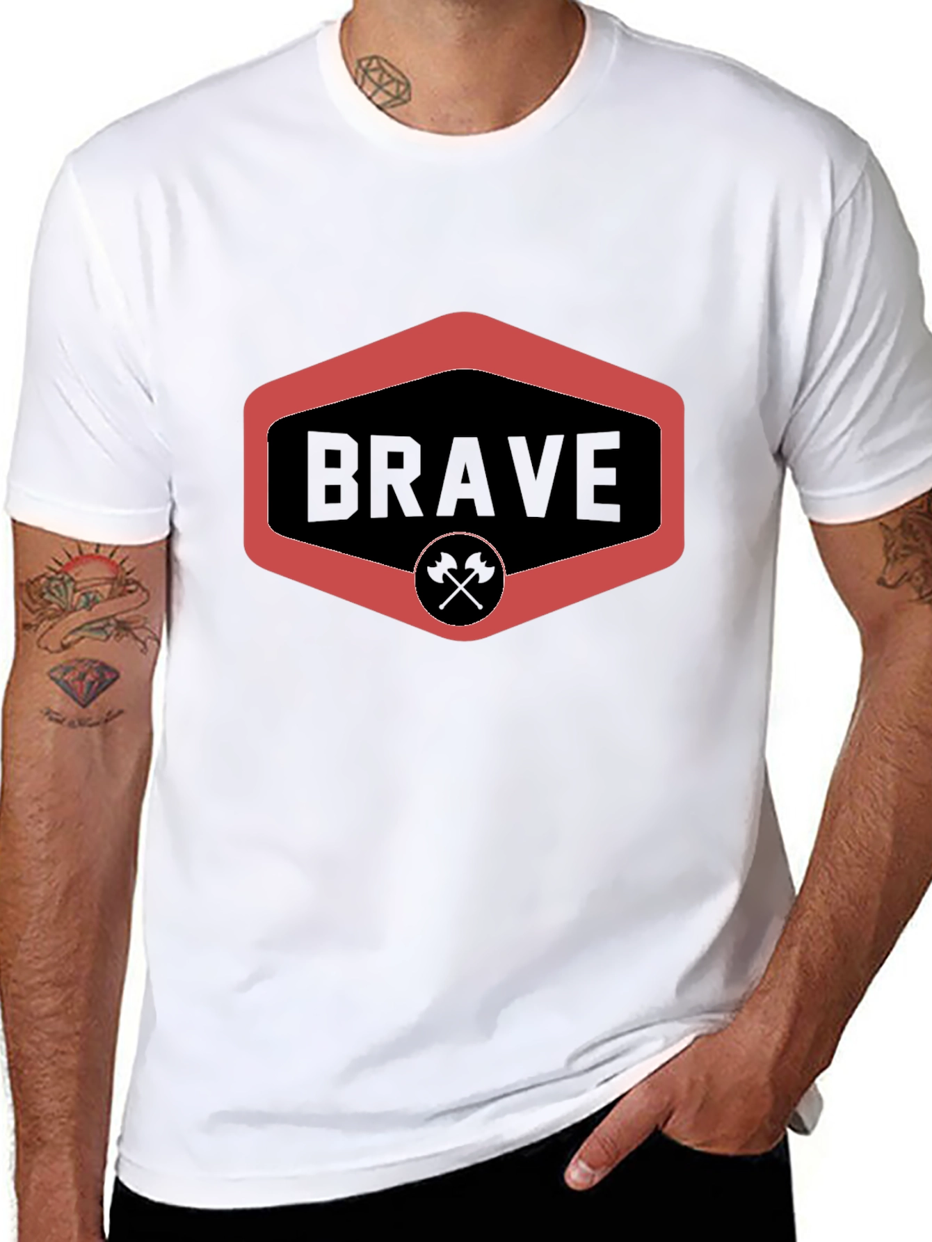 Black Brave Graphic Tee - Black Crew Neck view 8