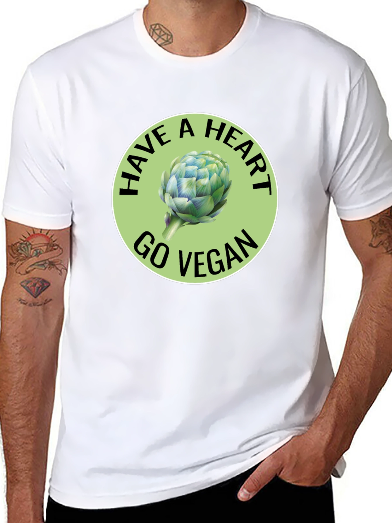 Black Vegan Heart Artichoke Graphic Tee view 8