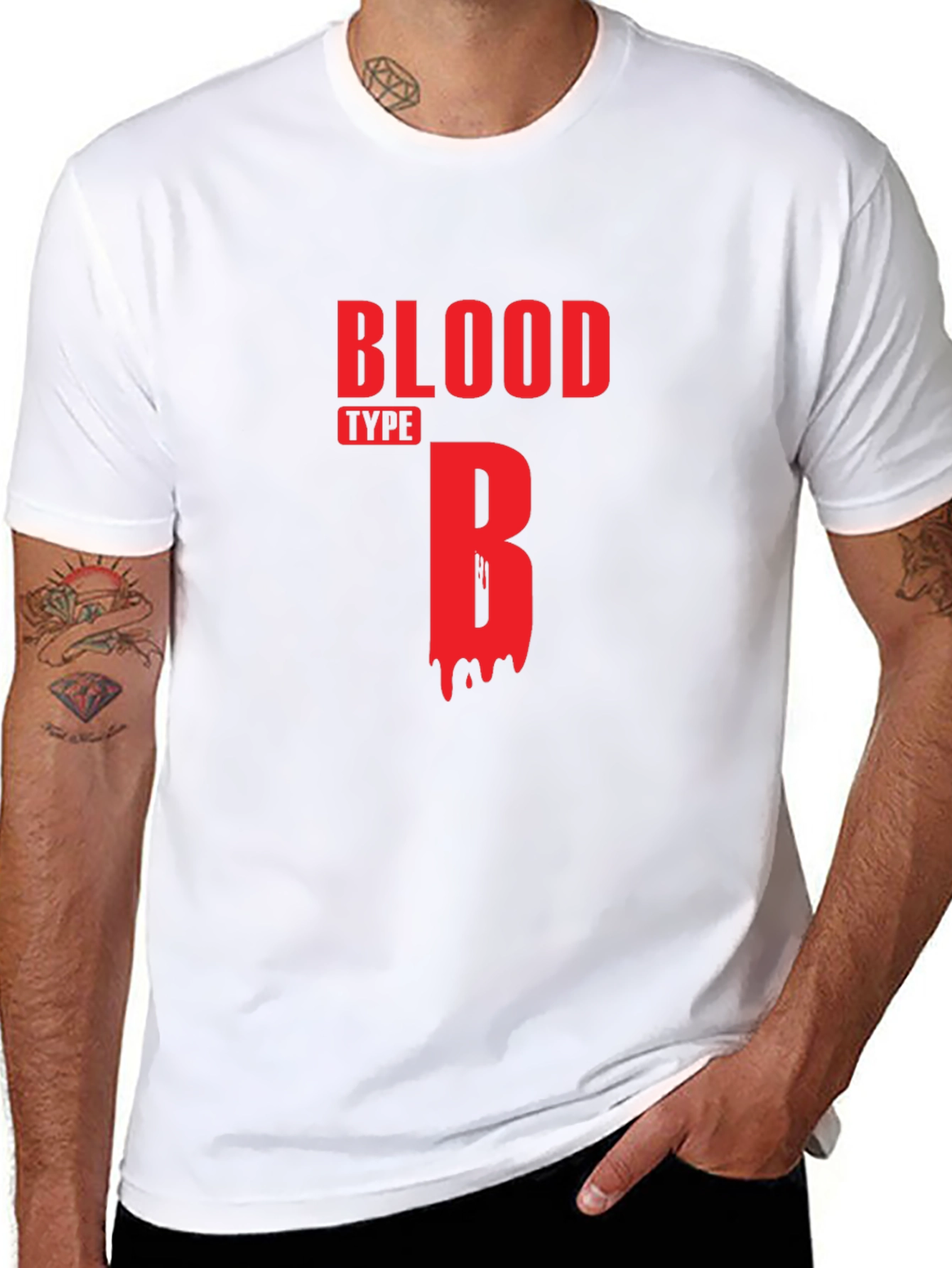 Black Blood Type B Graphic T-Shirt - Casual Cotton Tee view 8