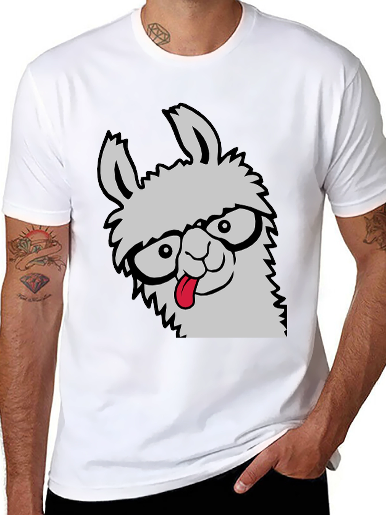 Black Llama Geek Graphic T-Shirt - Funny Animal Tee view 8