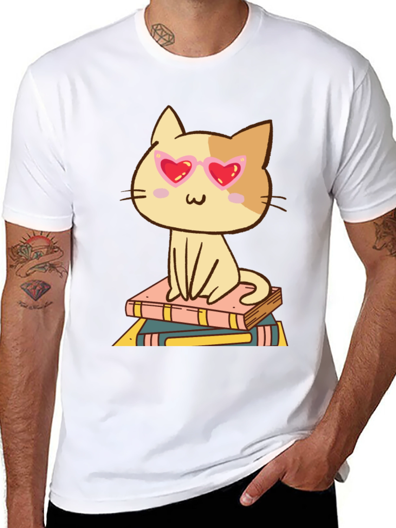Black Cute Cat Reading Books T-Shirt view 8