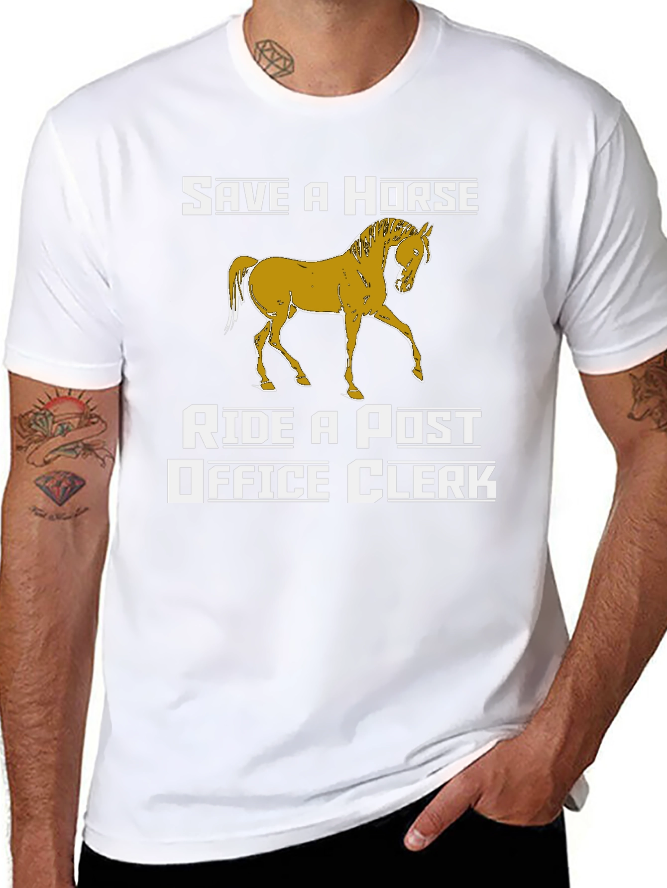 Black Save a Horse Ride a Post Office Clerk Graphic T-Shirt view 8